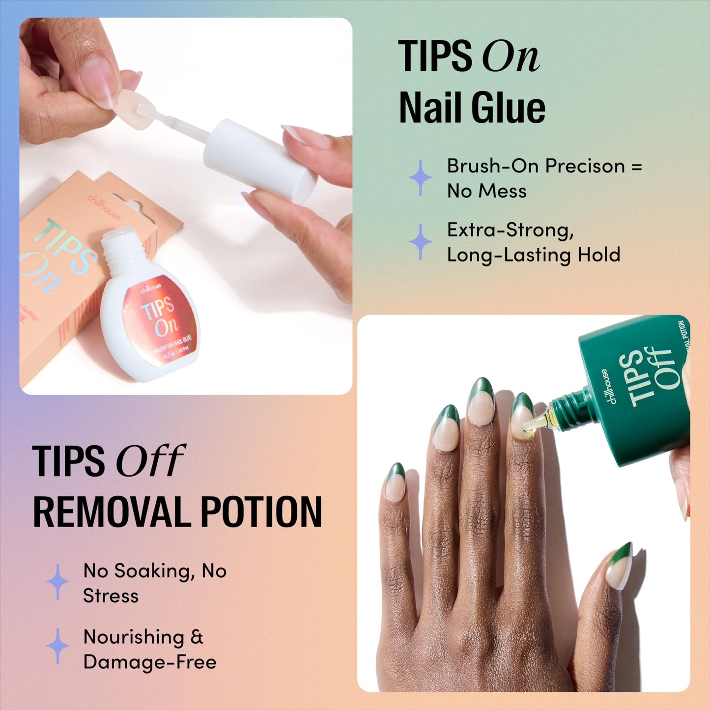 Chillhouse - Chill Tips, Press on Nails Kit - Total Eclipse (Almond) - 30 Nail Shapes & Sizes - Up to 2 Weeks of Wear - Customizable Fit - Reusable - Latina Founded & Women Owned - Beauty & Self Care