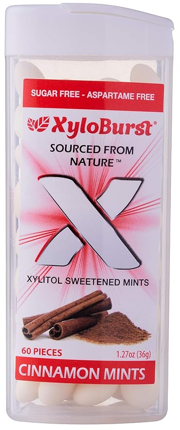 XyloBurst - Xylitol Mints | Sugar Free Breath Mints for Oral Health | Gluten Free, Vegan, Keto Friendly | Aspartame Free | Variety Pack | 60 Count Jar, 8-Pack