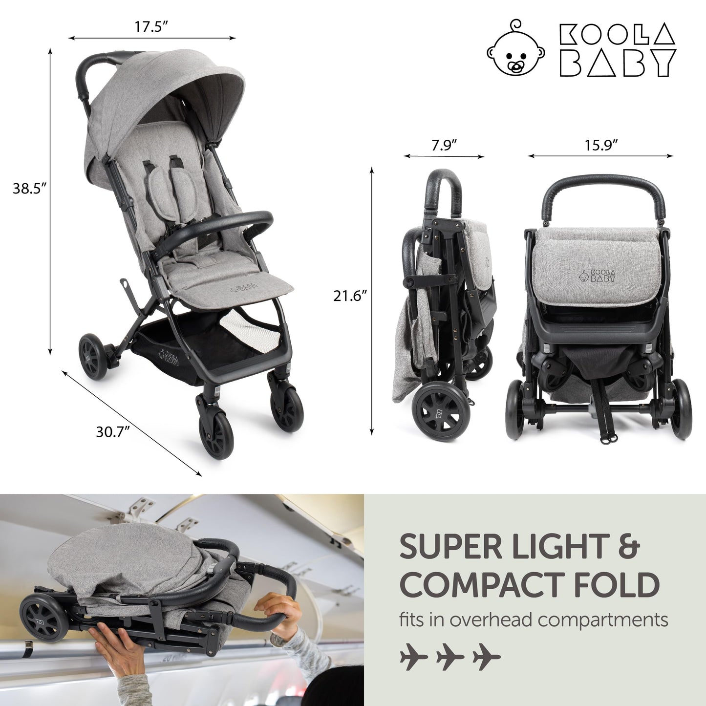 Lightweight Travel Stroller for Baby & Toddlers - Easy Fold & Compact Stroller with Canopy, Storage Basket, Multi-Position Recline & Convenient One-Hand Fold (Grey)