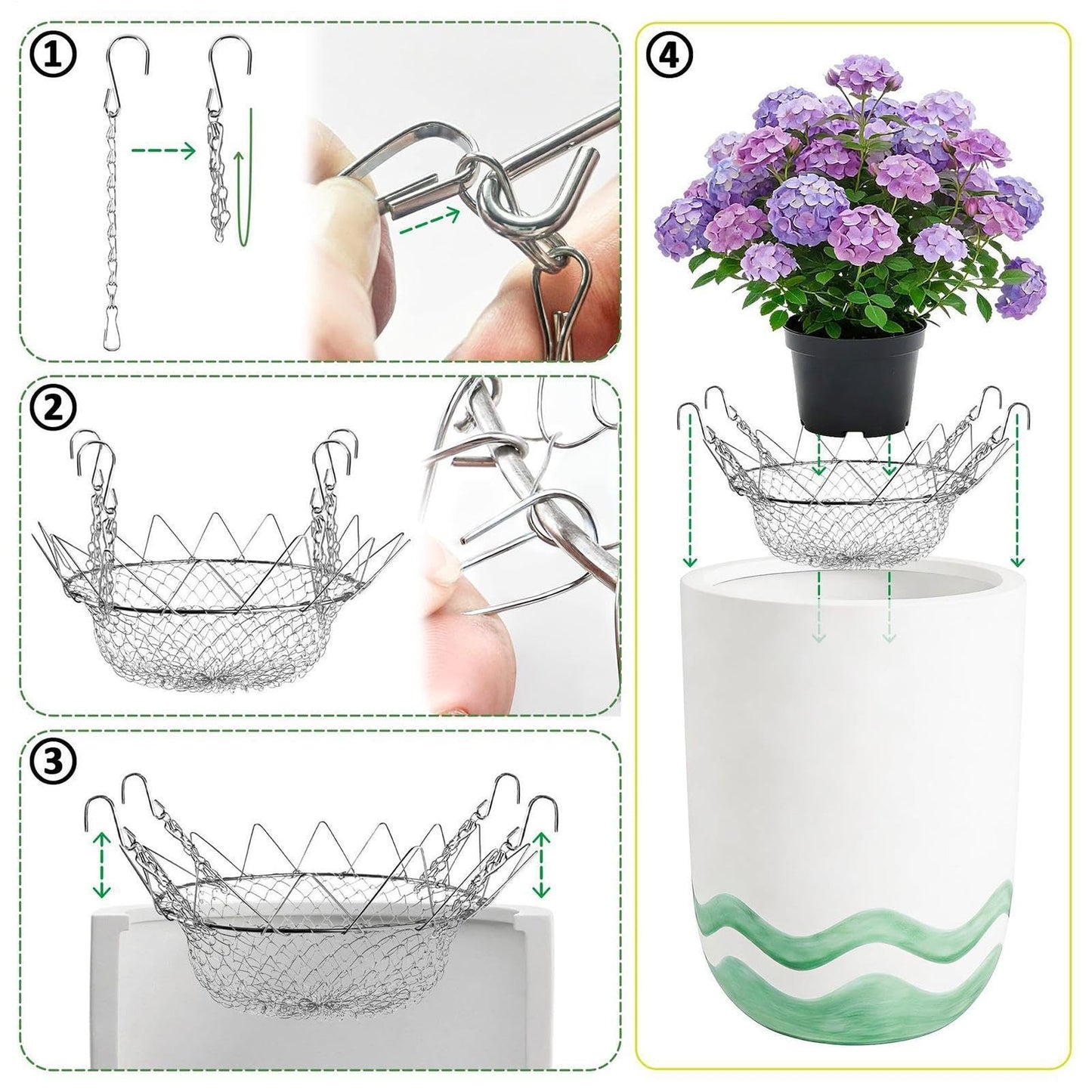 Adjustable Planter Insert,Rustproof Stainless Steel Riser - Adjustable Planter Insert,for Outdoor Indoor Potted Home Soil