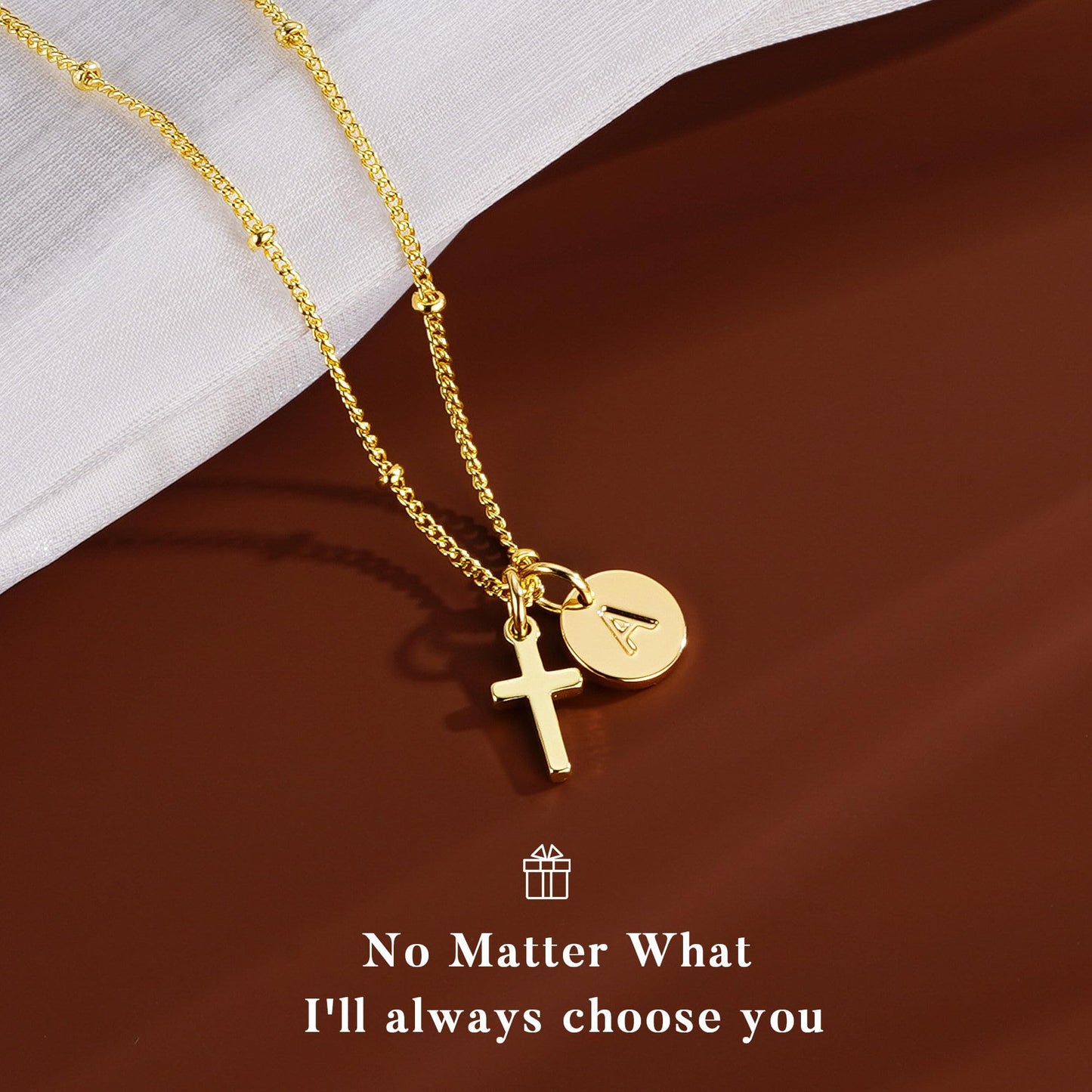 Turandoss Initial Necklace for Women Trendy - Dainty 14K Gold Plated Disc Letter M Cross Pendant Necklace Personalized Faith Jewelry Birthday Mothers Day Gifts for Women