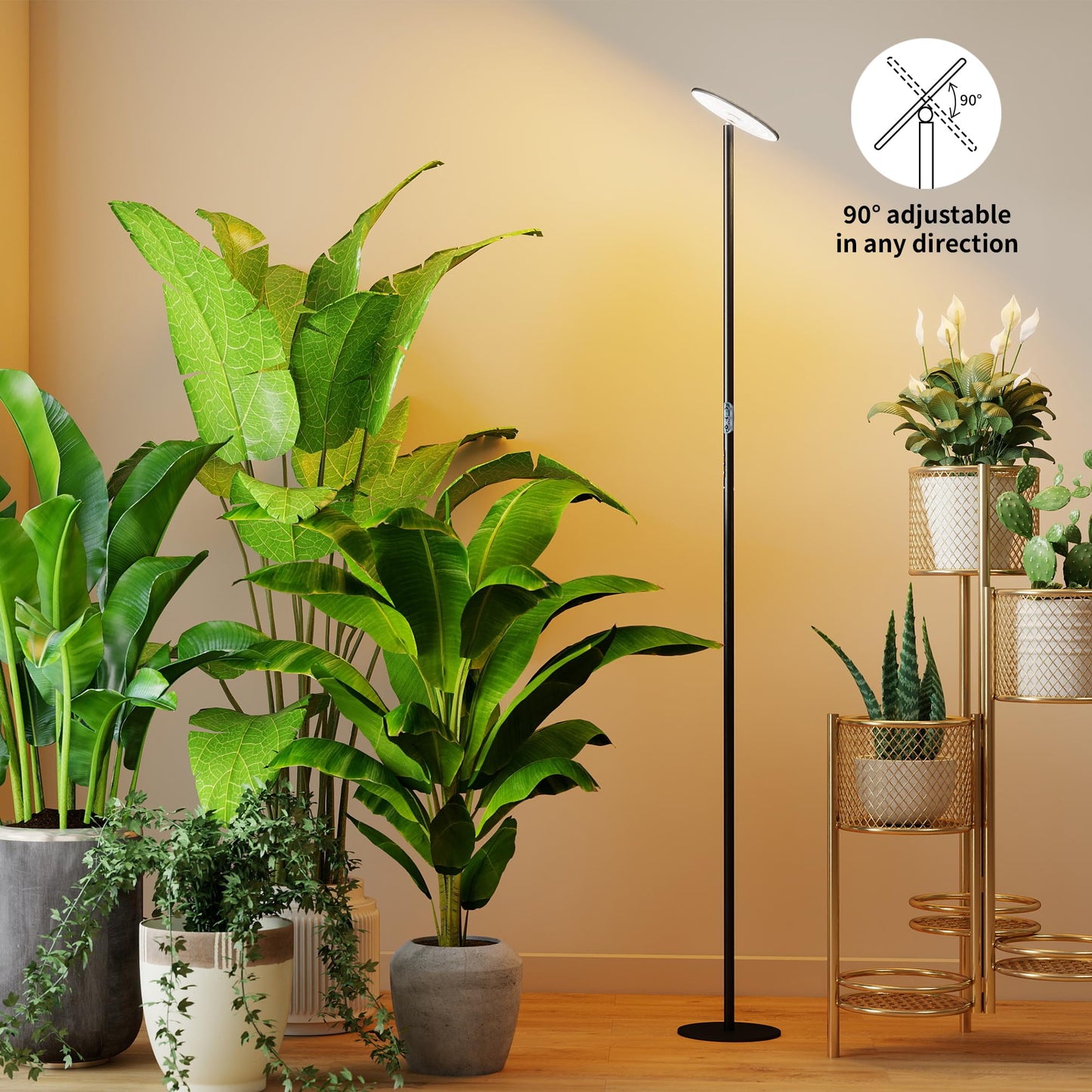 chiphy Grow Lights, 85" Full Spectrum Plant Light for Indoor Plants, 4/8/12H Timer, 40W Grow Lamp, 10 Dimmable Brightness, Height Adjustable, Ideal for Large Tall Plants