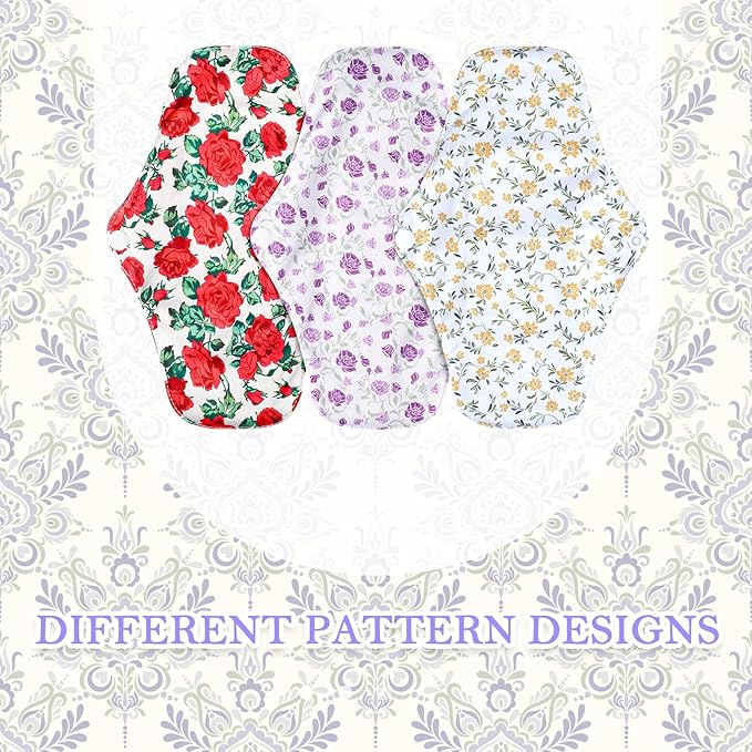 PHOGARY 7 Packs Reusable Menstrual Pads, Breathable Mesh Surface Cloth Sanitary Pads for Heavy Flow with Wet Bag, Washable Overnight Cloth Panty Liners with Wings for Women