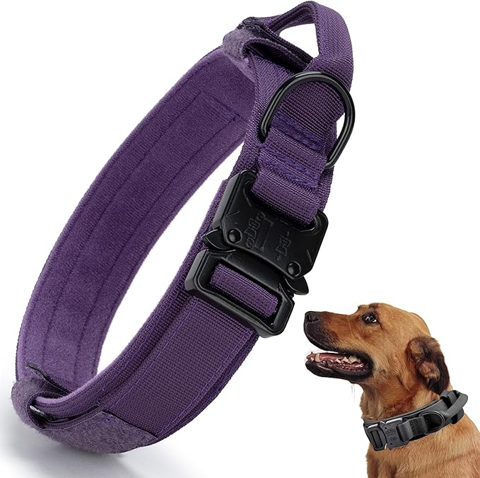 Tactical Dog Collar, Adjustable Military Training Collars, Emerald Green M