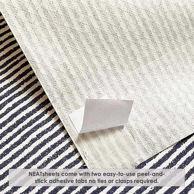 Disposable Bibs for Adults, Kids & Elderly Senior | Adhesive Tab Napkins for Eating, Personal Use, Home Care & Business | Spill Absorbent, Stain/Liquid Repellent | Blue Ticking, 20 Count