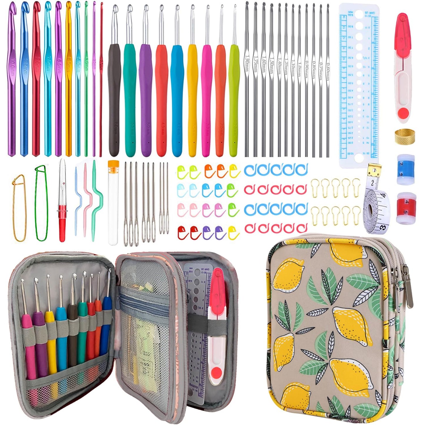 Weabetfu 102pcs Crochet Hooks Set Crochet Hook Kit with Case Ergonomic Crochet Needles for Arthritic Hands and Crochet Accessories Complete Crochet Set for Beginners & Experieced Crochet Lovers