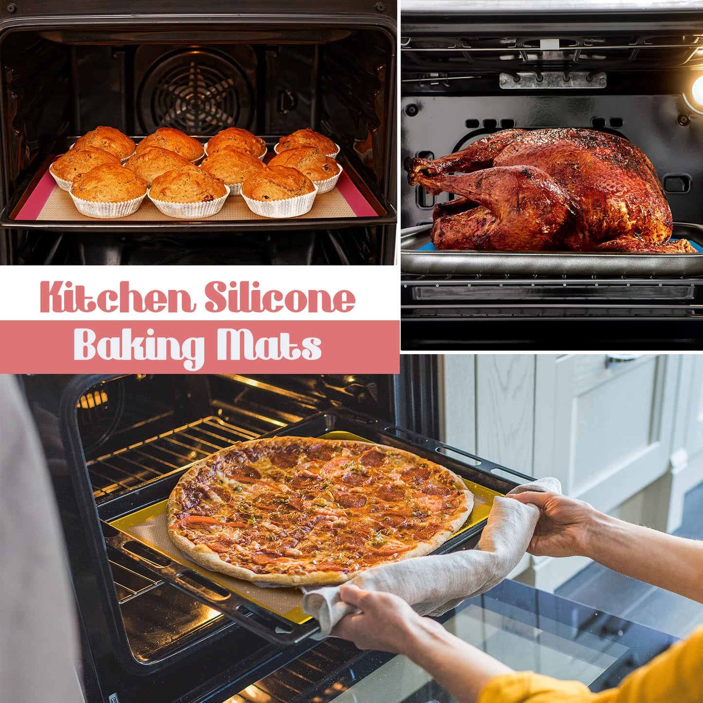 Nuanchu 8 Pieces Silicone Baking Mat Non-stick Silicone Baking Half Sheet 16.5'' x 11.6'' Silicones Cookie Sheet Easy Clean Oven Cookie Liner for Oven Making, Macaroon, Bread Pastry(Multi Color)