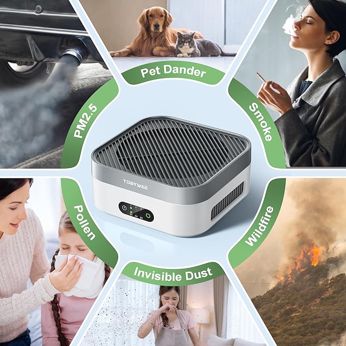 TDBYWAE Air Purifier for Home – True HEPA Filter for Pets, Smoke & Allergies | 600 Sq Ft Coverage | Ultra-Quiet & Portable for Bedroom/Travel