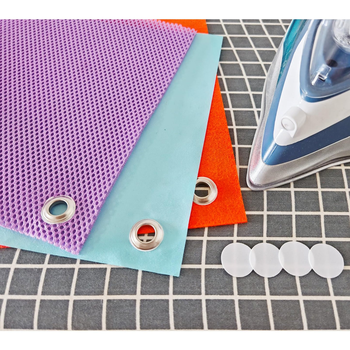 HX AURIZE Iron-On Fabric Reinforcement Patches, 100 Pcs No-Sew Interfacing Stabilizer Dots for Snaps & Grommets, Anti-Tear Cotton Rounds for Knit Repair (Diameter: 1.4 in 30 mm)