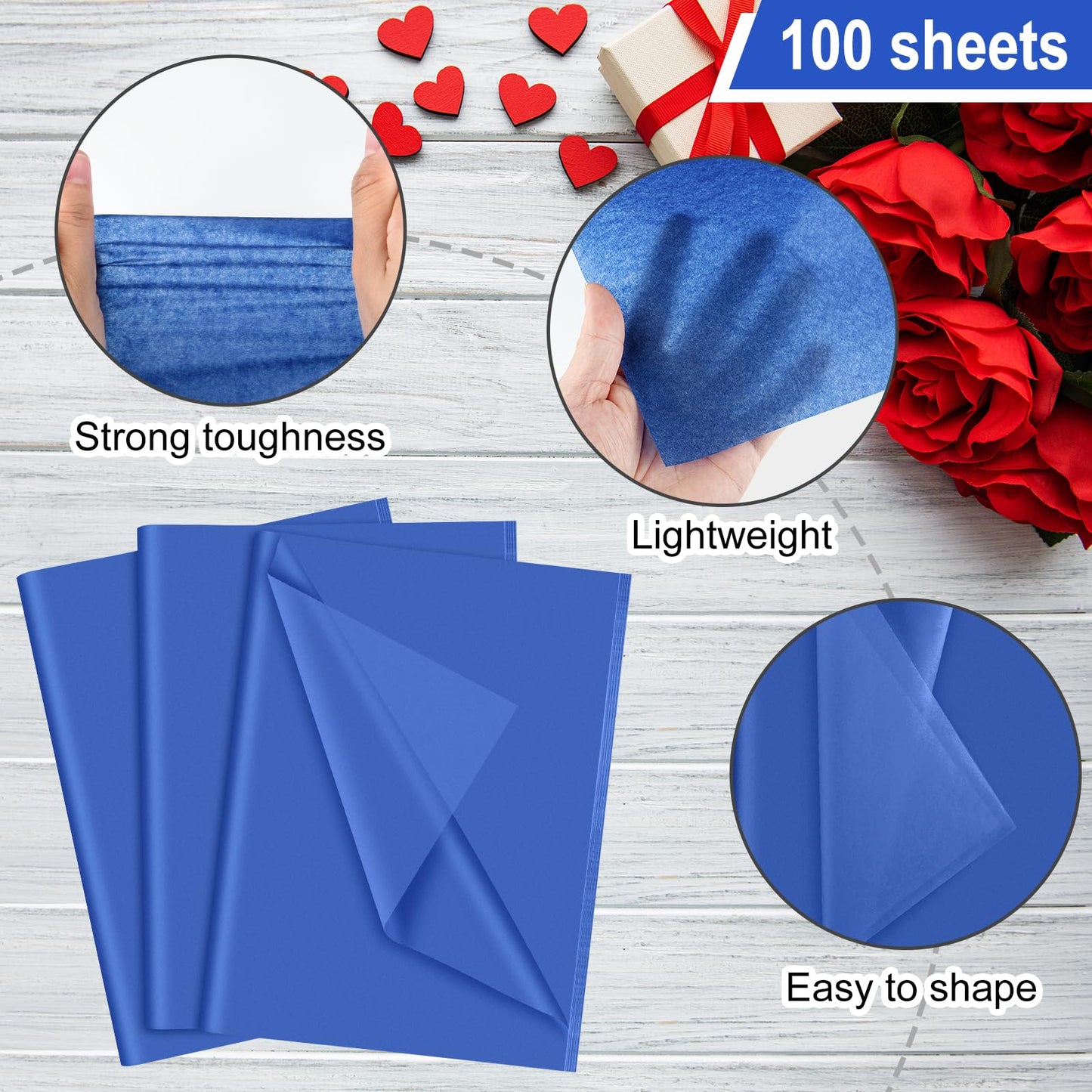 NEBURORA 100 Sheets Blue Tissue Paper Bundles 60 Sheets Halloween Tissue Paper