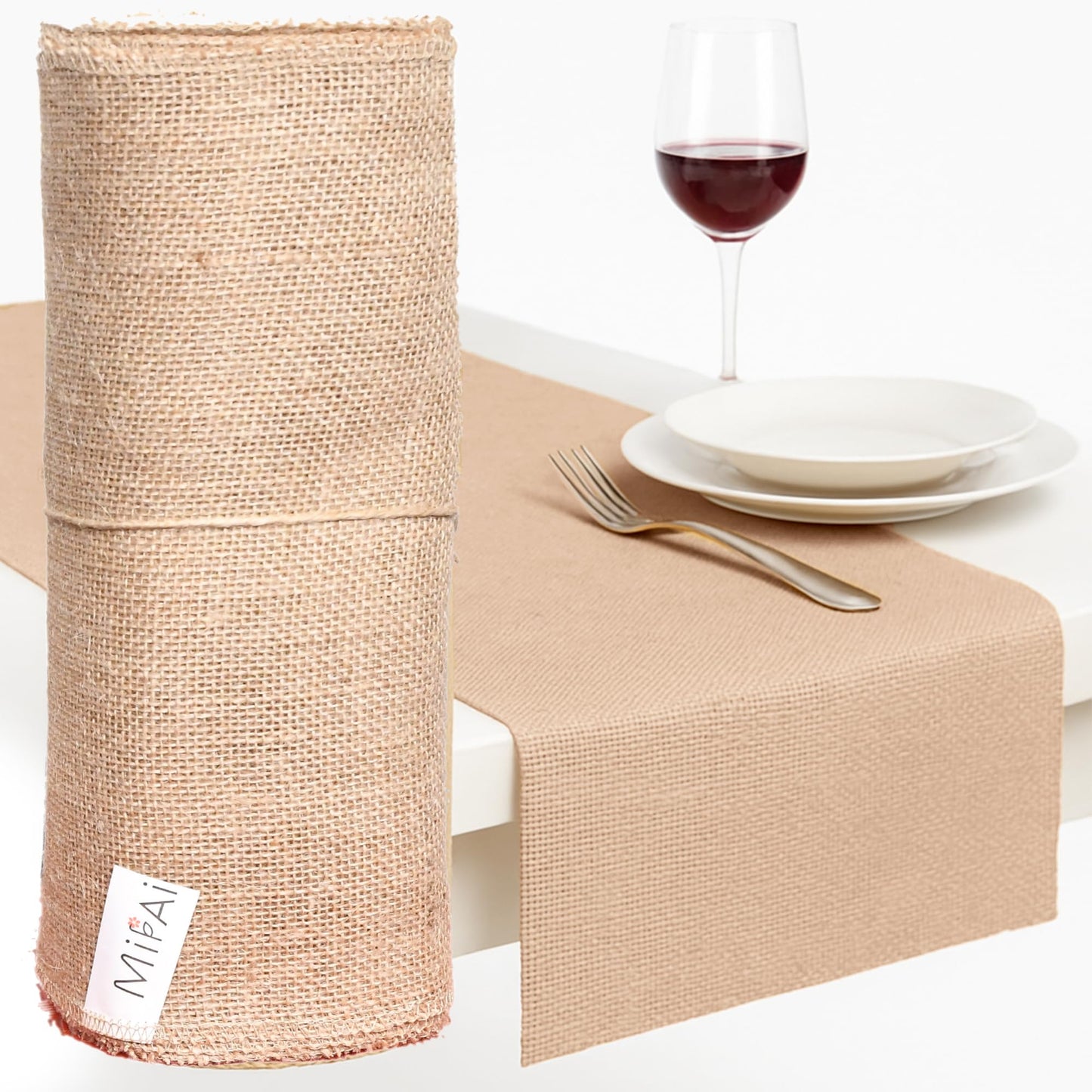 Mifai Burlap Table Runners 12in x 30 ft(10 Yards)-Cut to Your Length Burlap Roll -50 Yarns/10cm Density-Ecofriendly- Reusable- Perfect for Crafts, Décor, Gift Wrapping, DIY and Gardening