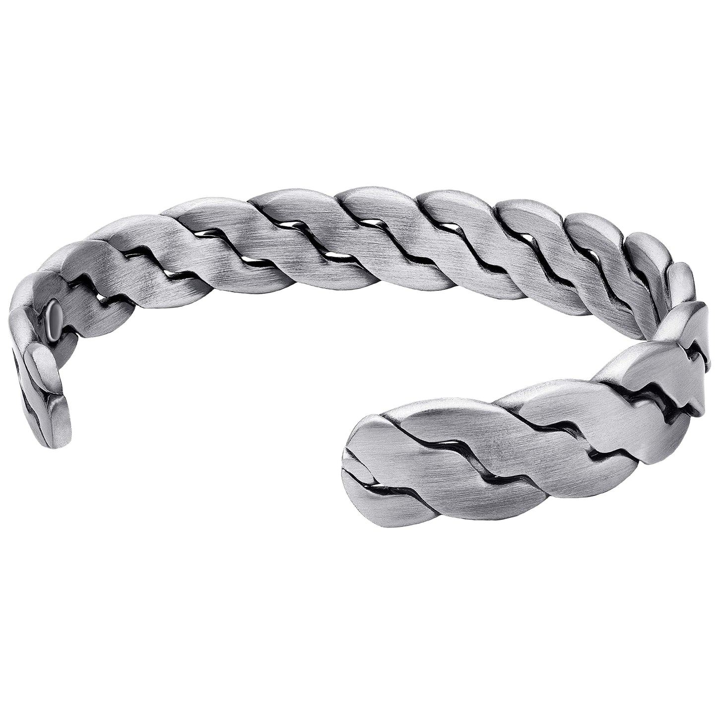 MagnetRX® Copper Magnetic Bracelets – Effective Pure Copper Bracelet for Men and Women – Copper Cuff Adjustable Bracelet Bangles (Twisted Brushed Silver)