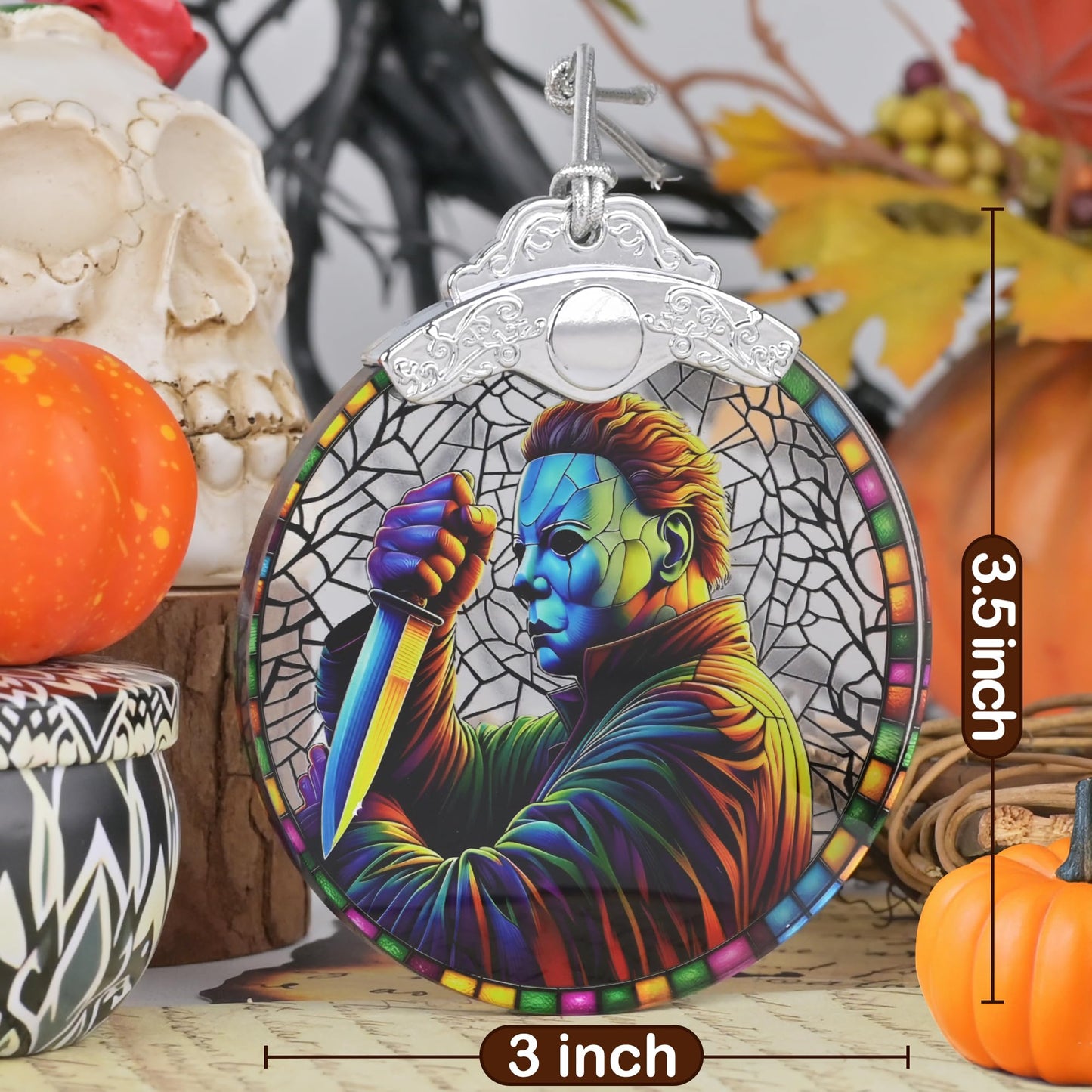 Halloween Horror Movie-Themed Stained Glass Orament - Christmas Ornament - Christmas Decorations for Tree - Holiday Present ldeas - Gift Exchange