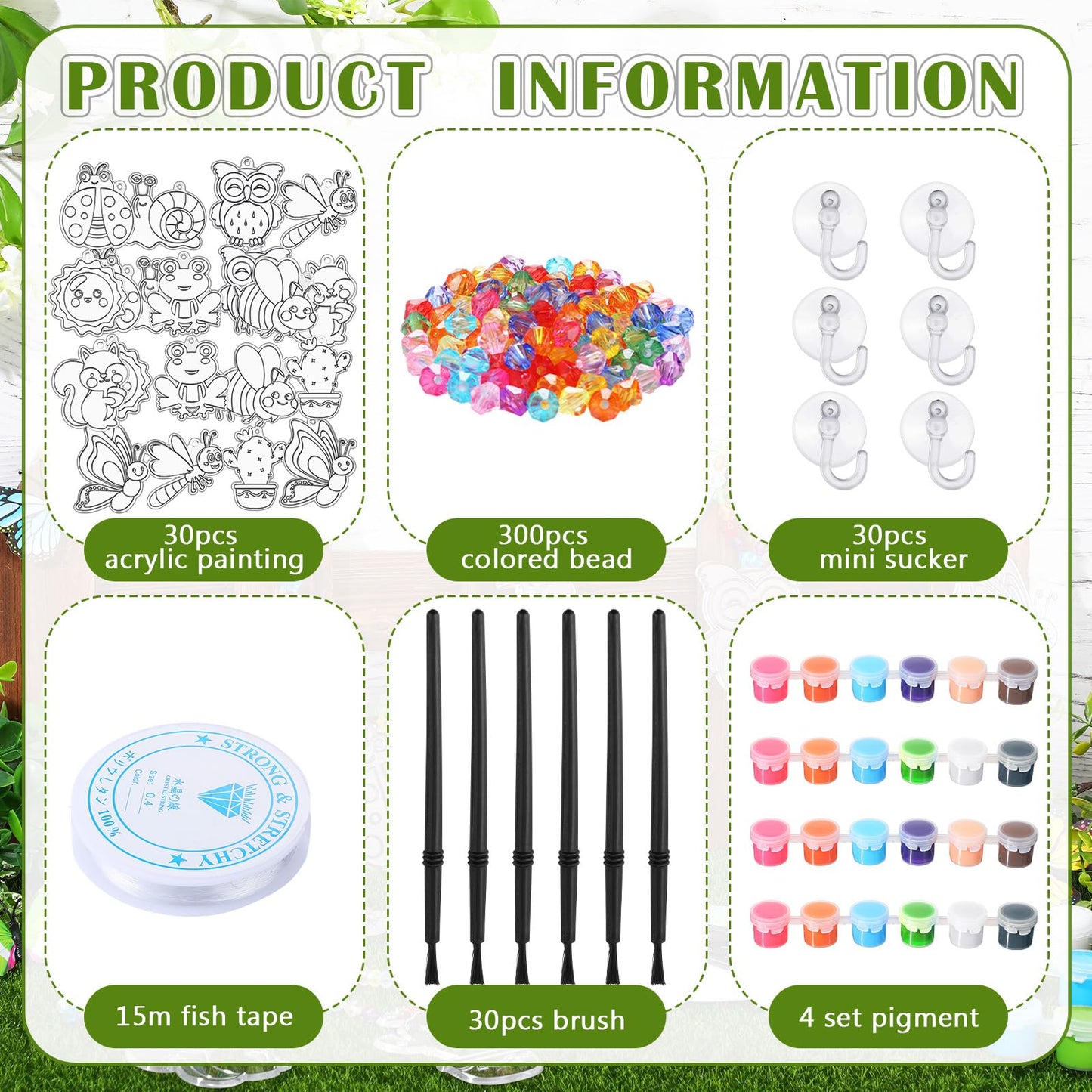 WinnerWhy 30 Sets Spring Suncatchers Window Art Kits, Vibrant DIY Sun Catchers Bulk Crafts Paint Your Own Window Ornaments for Adults Home Birthday Activity Project Decor