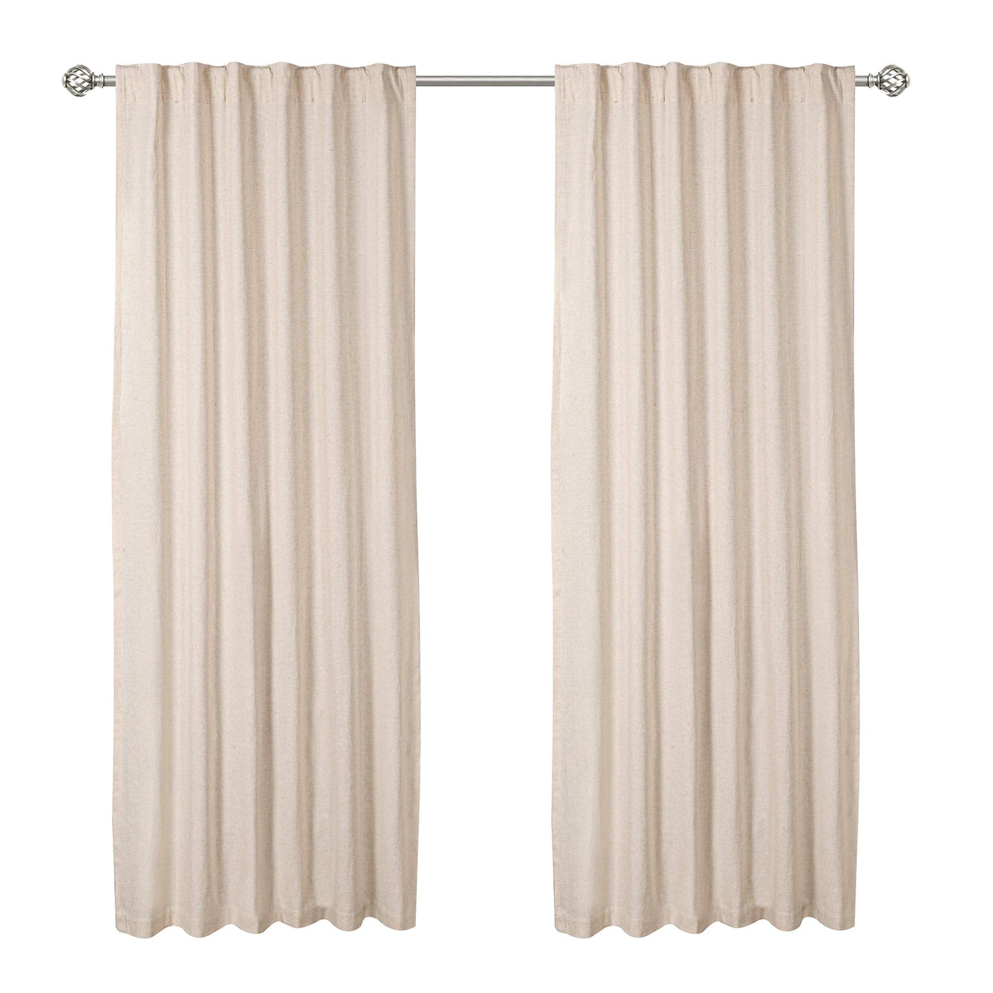 Bedding Craft Natural Taupe Linen Tab Top Curtains – Set of 2, 50x84 Long, Natural Flax Linen Drapes, Window Curtains