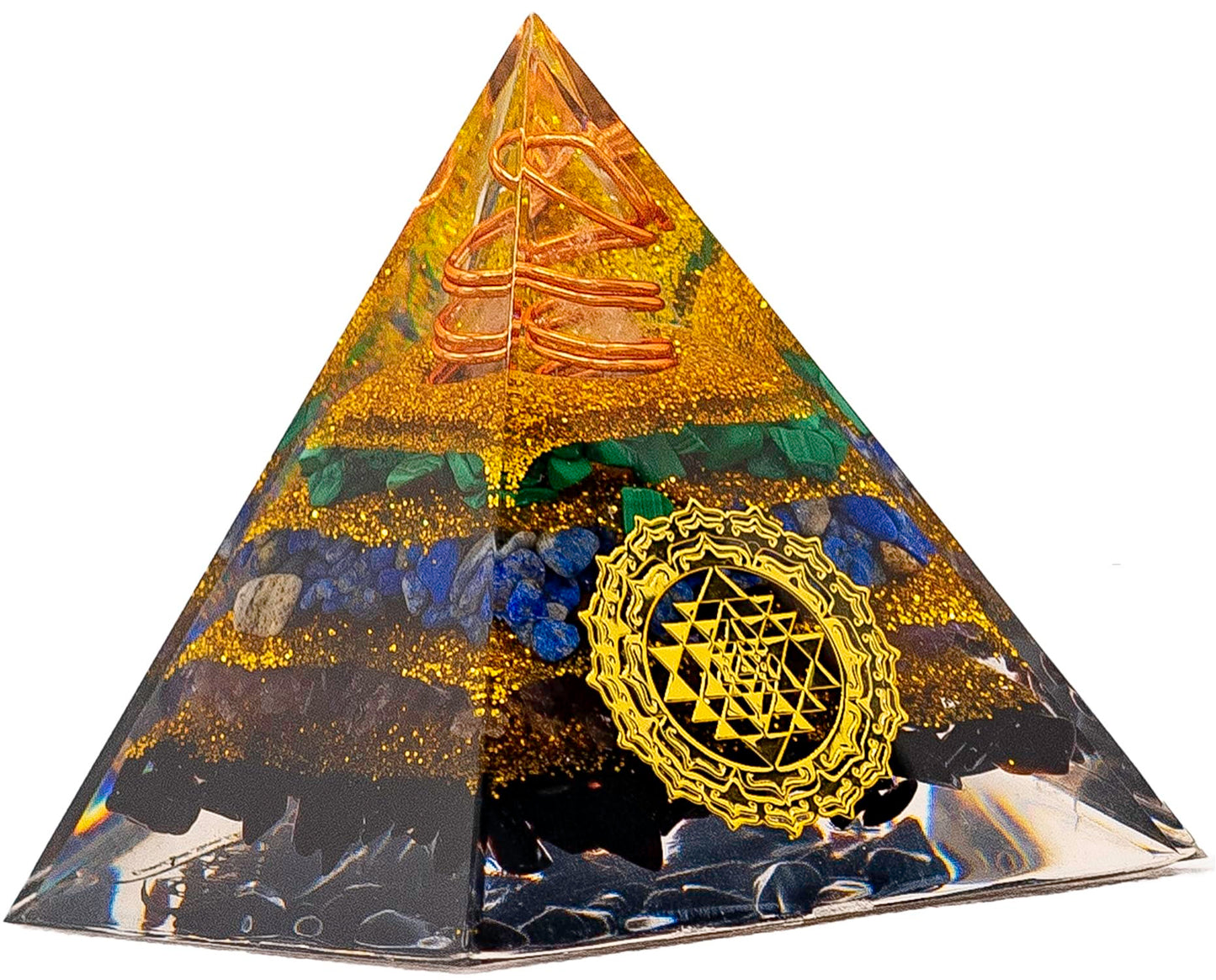 Obsidian Orgone Pyramid 2.3 in x 2.8 in | Natural Crystals for Healing, Luck & Meditation | Resin Based Orgone Generator