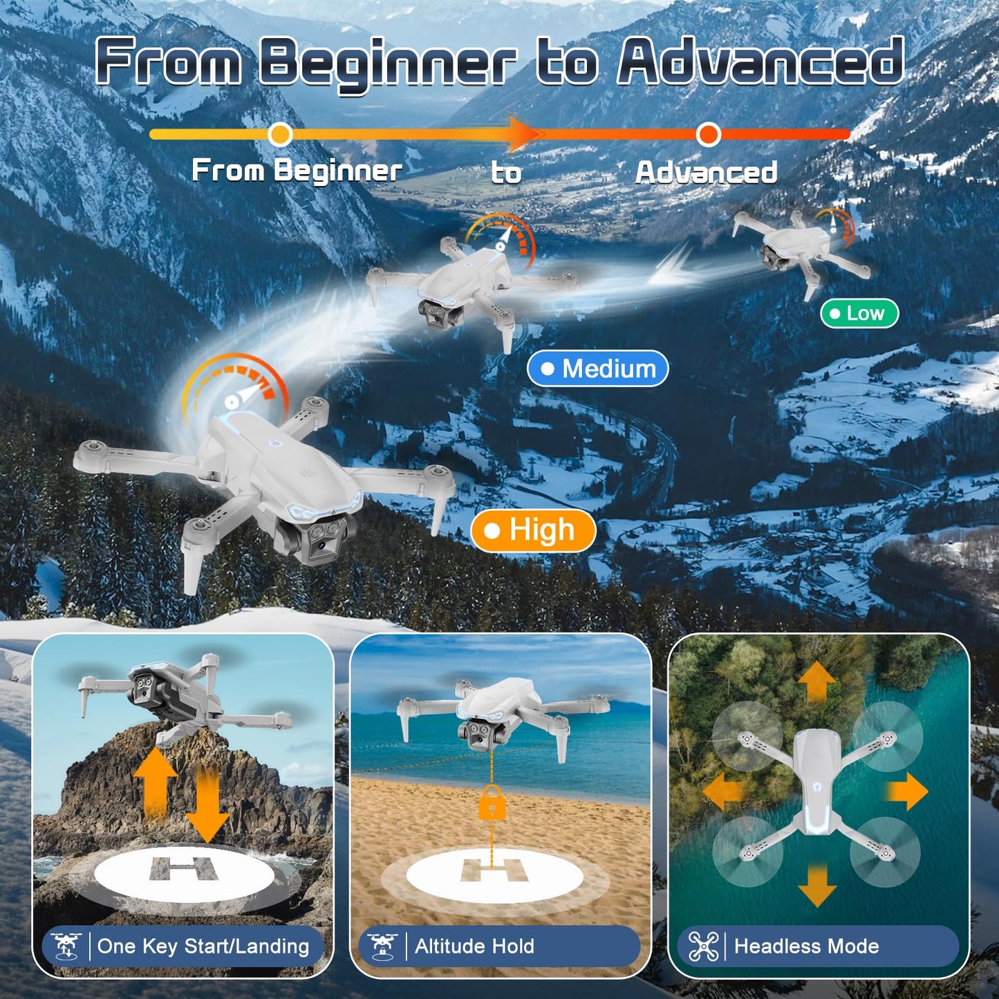 X-shop 1080P Drone with Camera for Adults Beginners, Foldable RC Quadcopter, One Key Start, Gesture Control, Altitude Hold, 360° Flips, 30 Min Flight Time, 2 Rechargeable Batteries, Toy Gift for Kids