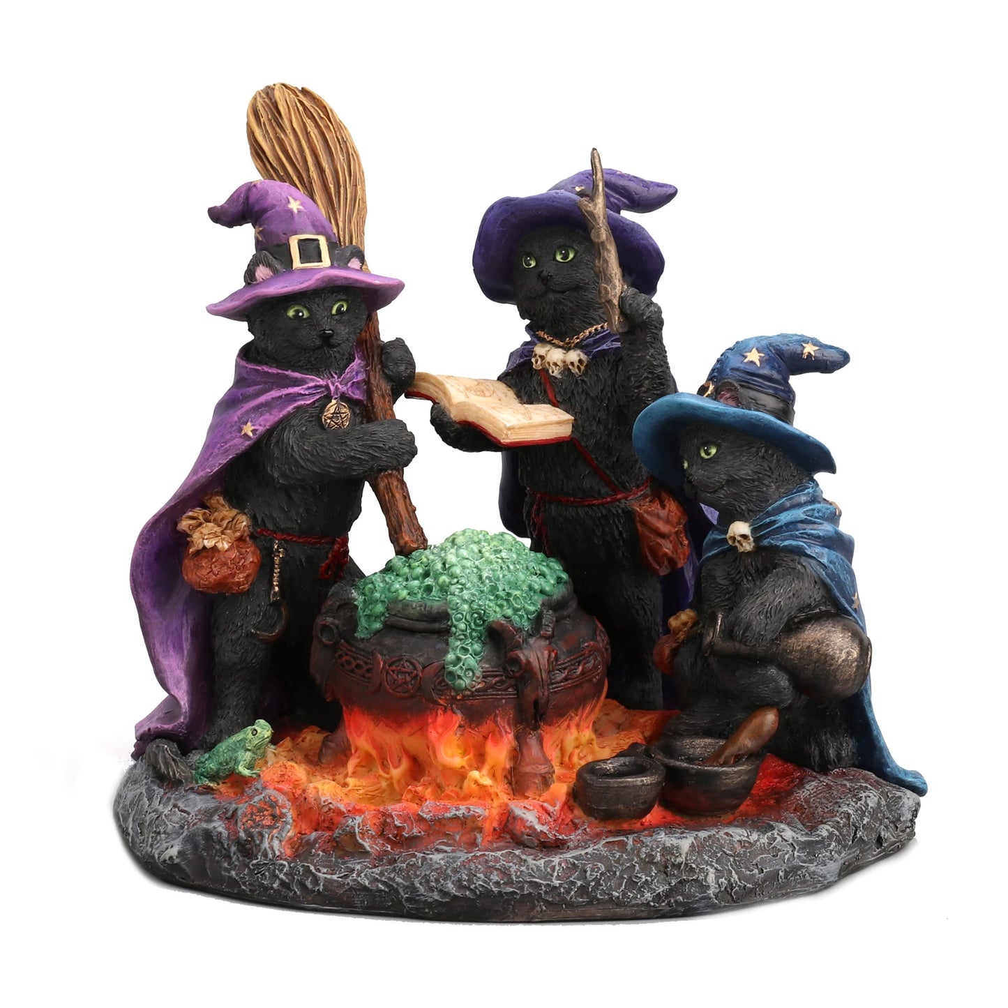 Veronese Design 4 1/2 Inch Black Cats Culinary Coven Witchcraft Cauldron Resin Animal Figurine