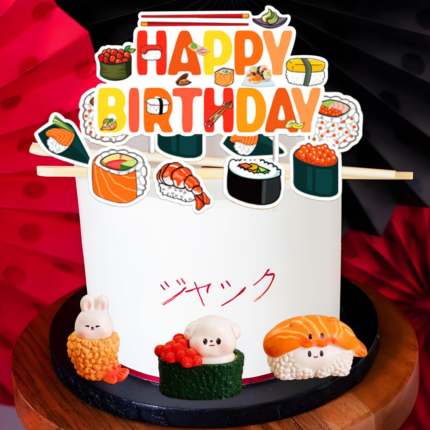 Sushi Cake Decoration for Japanese Birthday Party Decorations Sushi Theme Birthday Cake Topper for Baby Shower Supplies