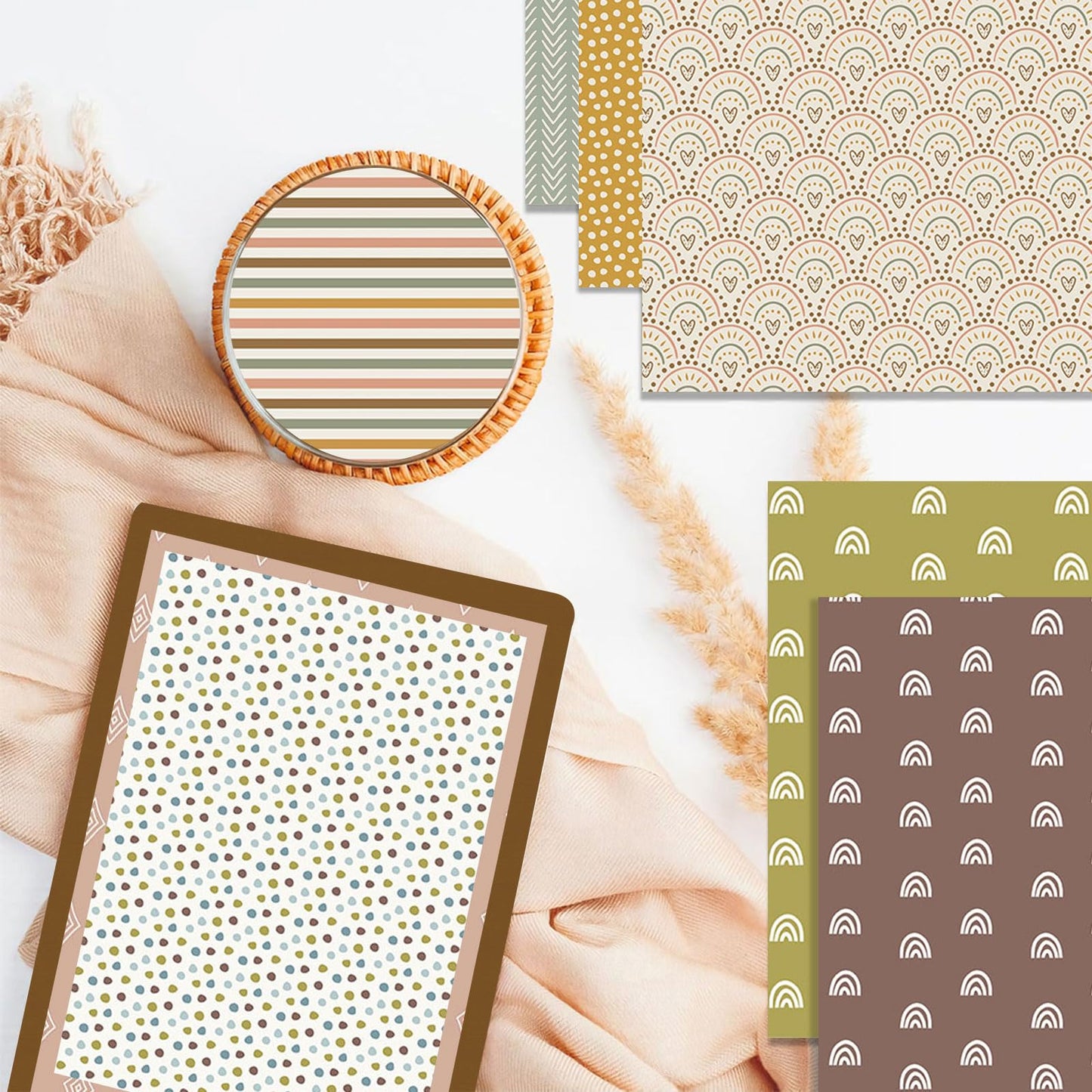 MerwDeeyt 12x12 Scrapbook Paper Packs, 48 Sheets Double Sided Patterned Papers Spring Floral Decorative Craft Paper for Scrapbooking Junk Journals Greeting Cards Decoration (Boho)