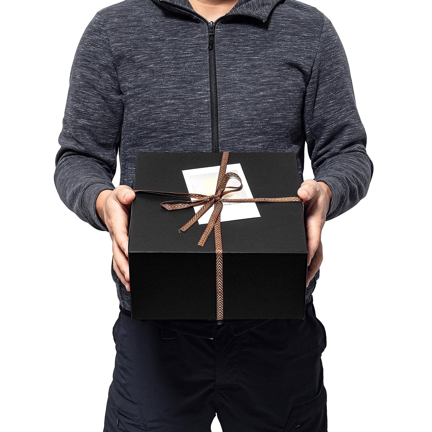 Mcfleet Black Gift Boxes with Lids 10x10x5 Inches 10 Pack Groomsmen Proposal Cardboard Gift Box for Presents, Christmas, Wedding, Graduation, Holiday, Birthday Craft Present Packaging