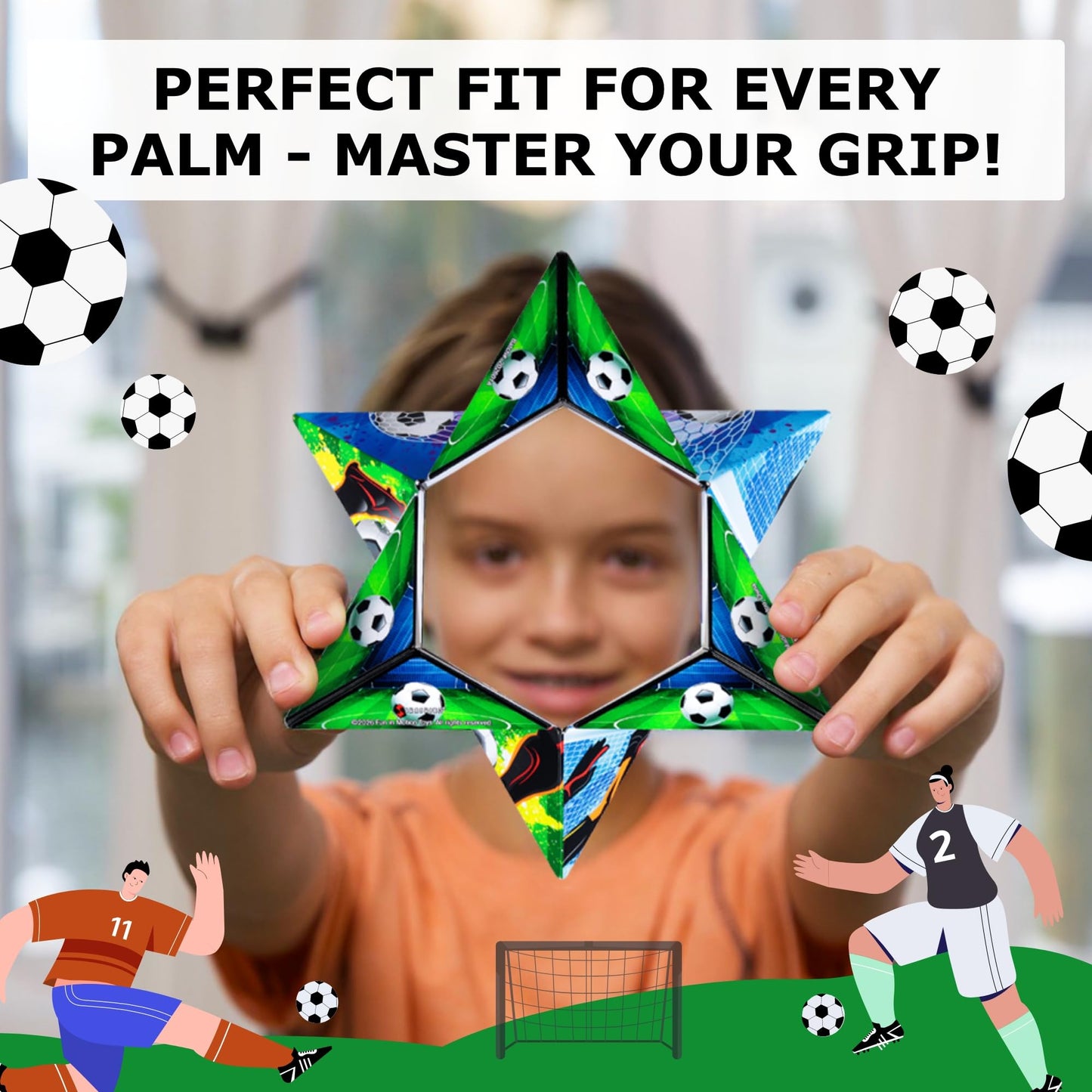 Shashibo Shape Shifting Box – STEM Fidget Toy with Ultra Strong Magnets, Puzzle Cube Transforms into 100+ Shapes, Sensory Gift for Kids, Teens, and Adults (Soccer)