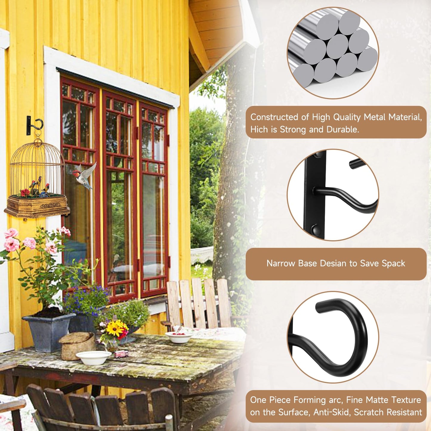 6Pack 2.5Inch Ceiling Hooks for Hanging Plant, Hanger for Indoor and Outdoor Plant Pots Holder, Wall Hook for Planters, Flower Basket, Wind Chimes, Lanterns, Lights, Bird Feeders, Home Decor