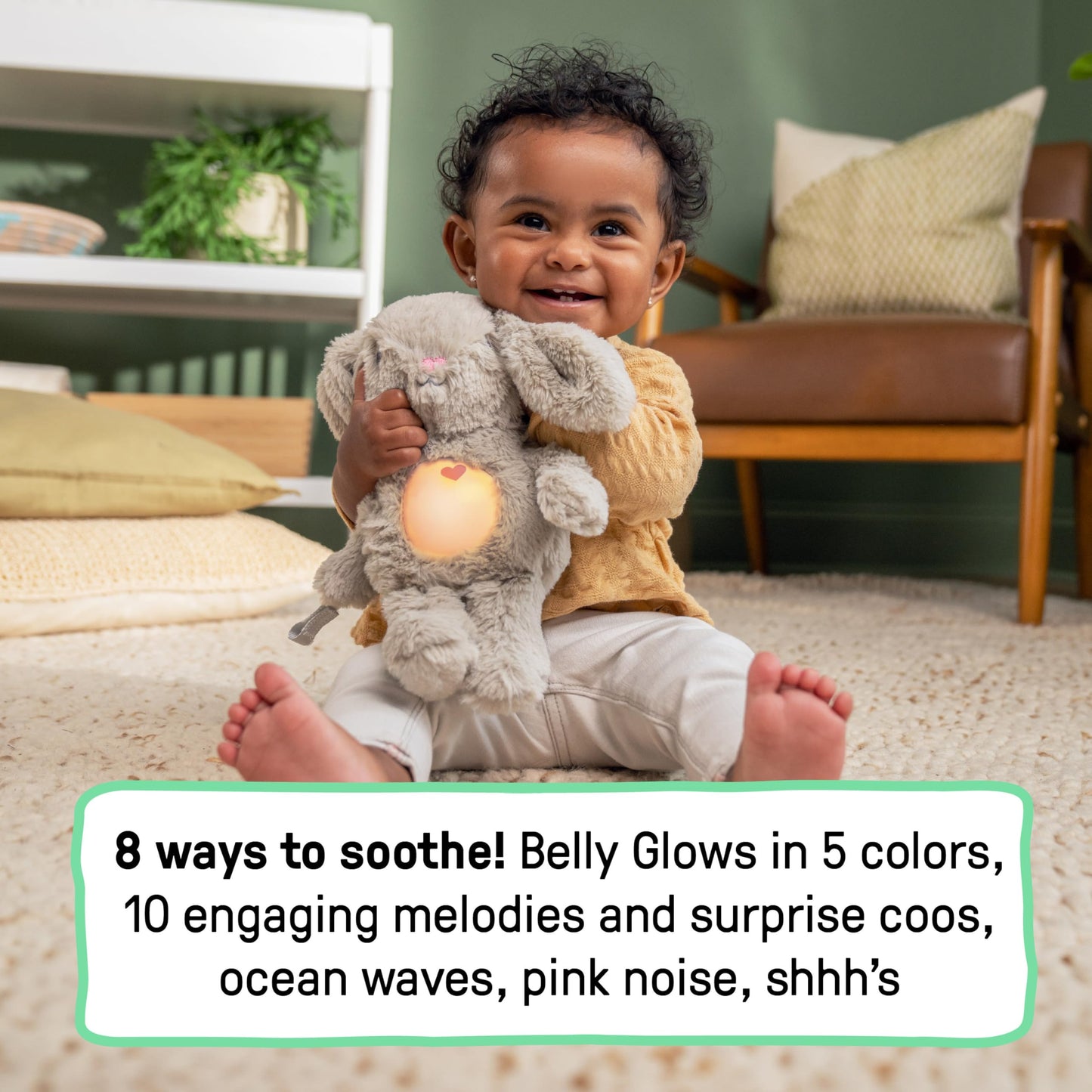 Ingenuity Sylvi Cuddle Pal Daytime Baby Soother, Cry Activated, 8 Soothing Songs, 0+M - Plush Bunny