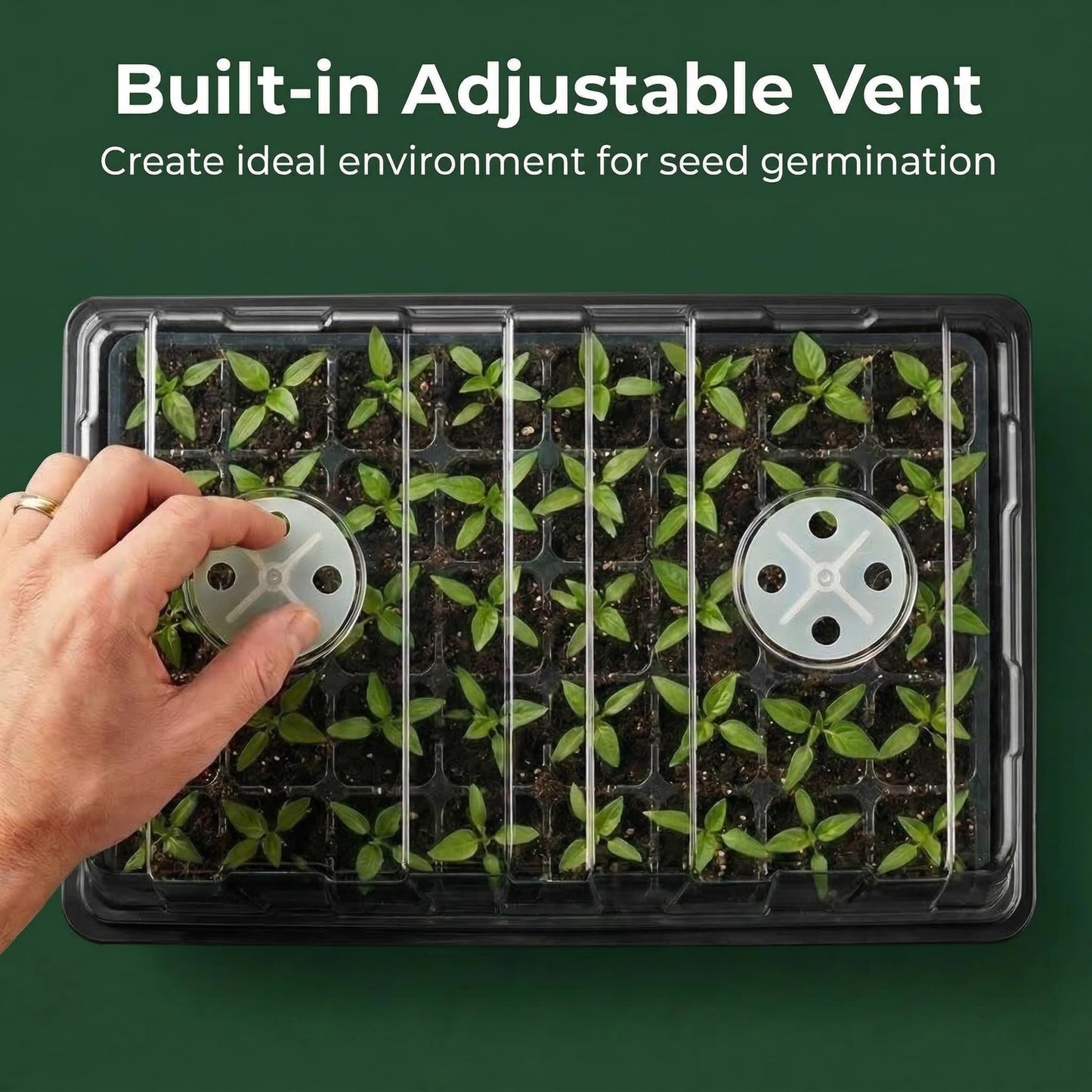 Gardzen 5-Set Seed Starter Tray Kits, Durable Plant Germination Trays with Humidity Vented Domes and Bases, Ideal for Seed Starting, Indoor Gardening, and Greenhouse (Total 200 Cells)