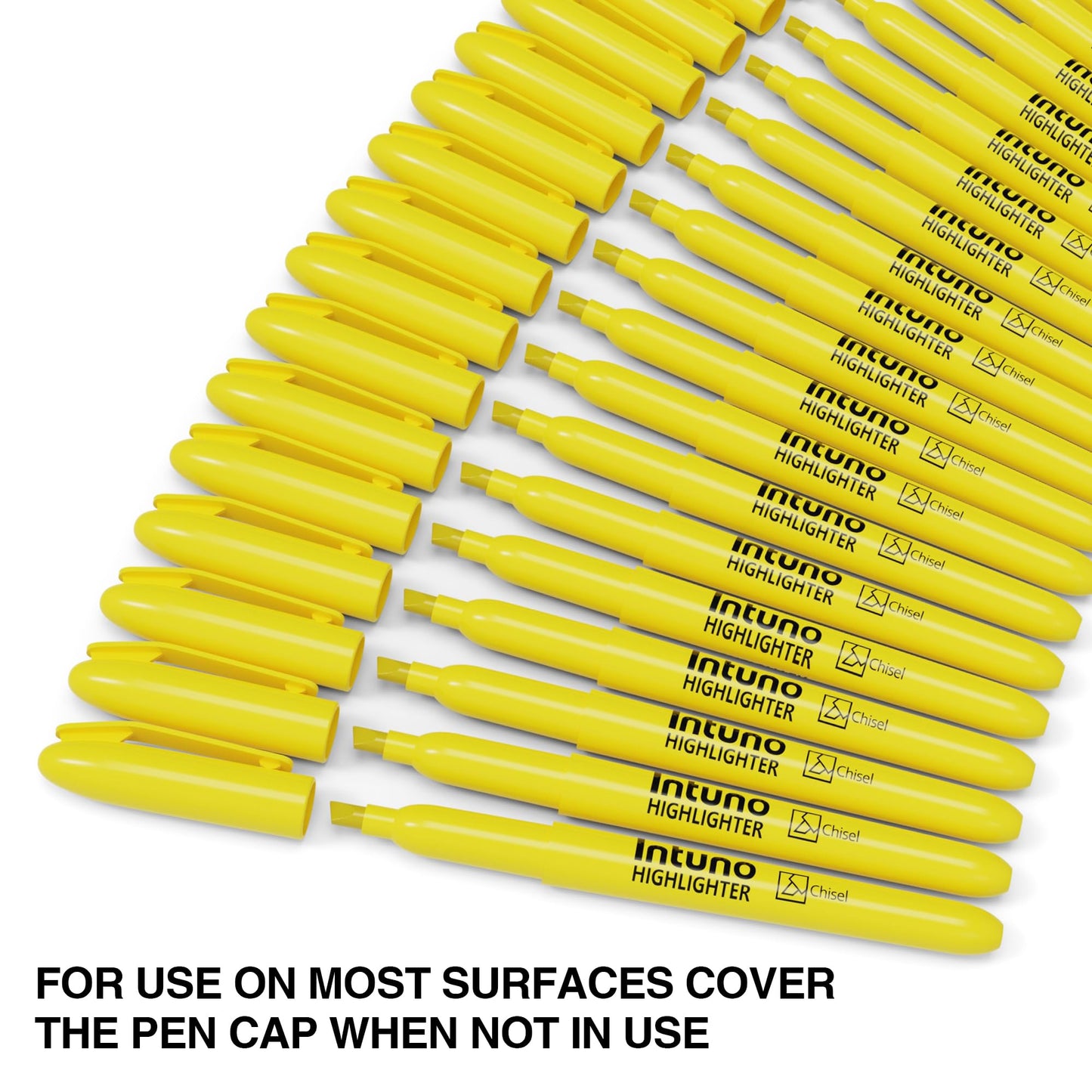 INTUNO Yellow Highlighters, 120 Count, Chisel tip, Suitable for Office Supplies, School Supplies, and Home Office Essentials