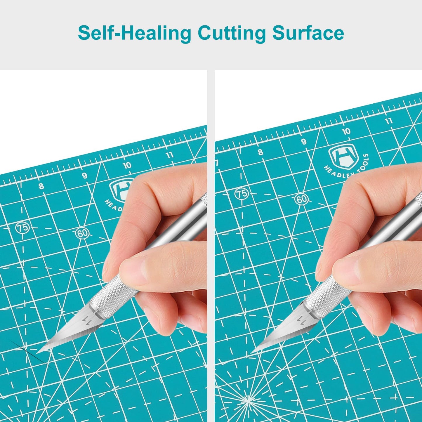 Headley Tools 12"x12" Rotating Cutting Mat, Self Healing Mat with 360-Degree Rotation & Anti-Slip Base, Sewing Board Cutting Mat Perfect for Fabric Quilting Leather Hobby Project, Turquoise