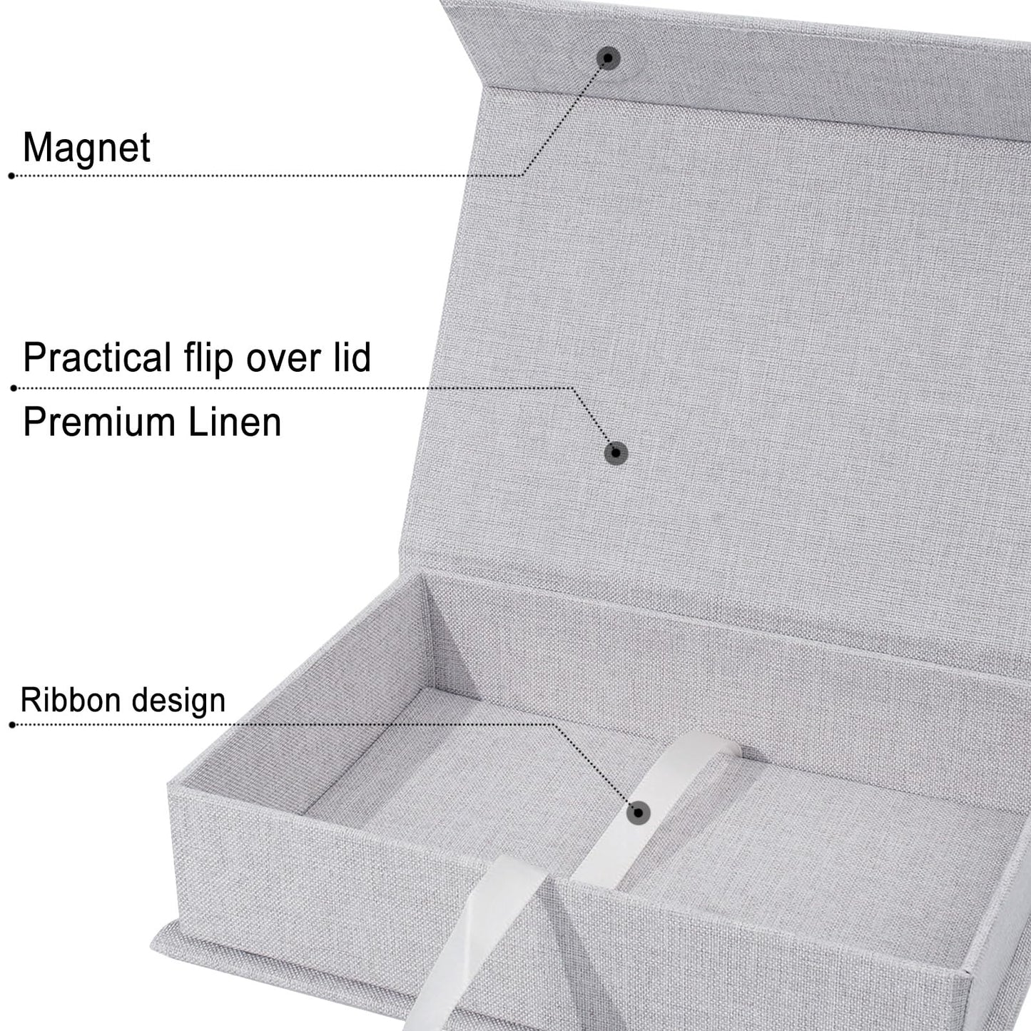 Sprsthai 5x7 Archival Photo Storage Box with Lid – Stackable Memory Keepsake Organizer for Photos, Certificates, Jewelry & Scrapbooking Supplies Grey