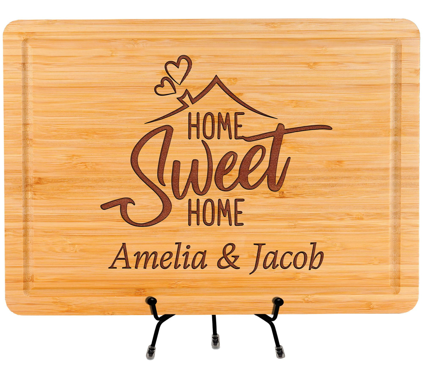 Personalized Cutting Board with Home Sweet Home Design, Custom Engraved Housewarming Gift for Friends, New Home, Realtor Closing Gift for Clients, Kitchen Decor, Neighbors or First-Time Home Buyers