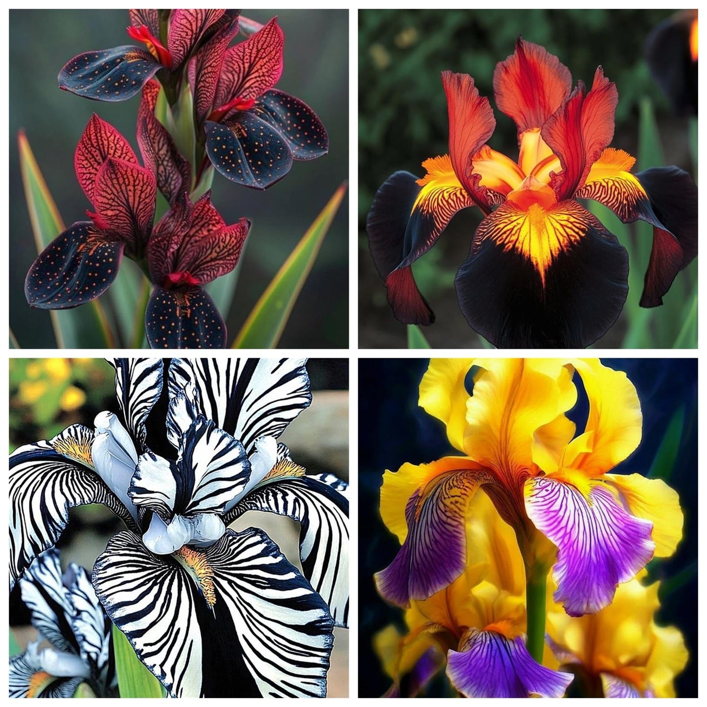 YIJKDSC Bearded Iris for Planting - Magical Hardy Balcony Rare Species, Simple to Grow, Ornamental Value b (4bulbs)