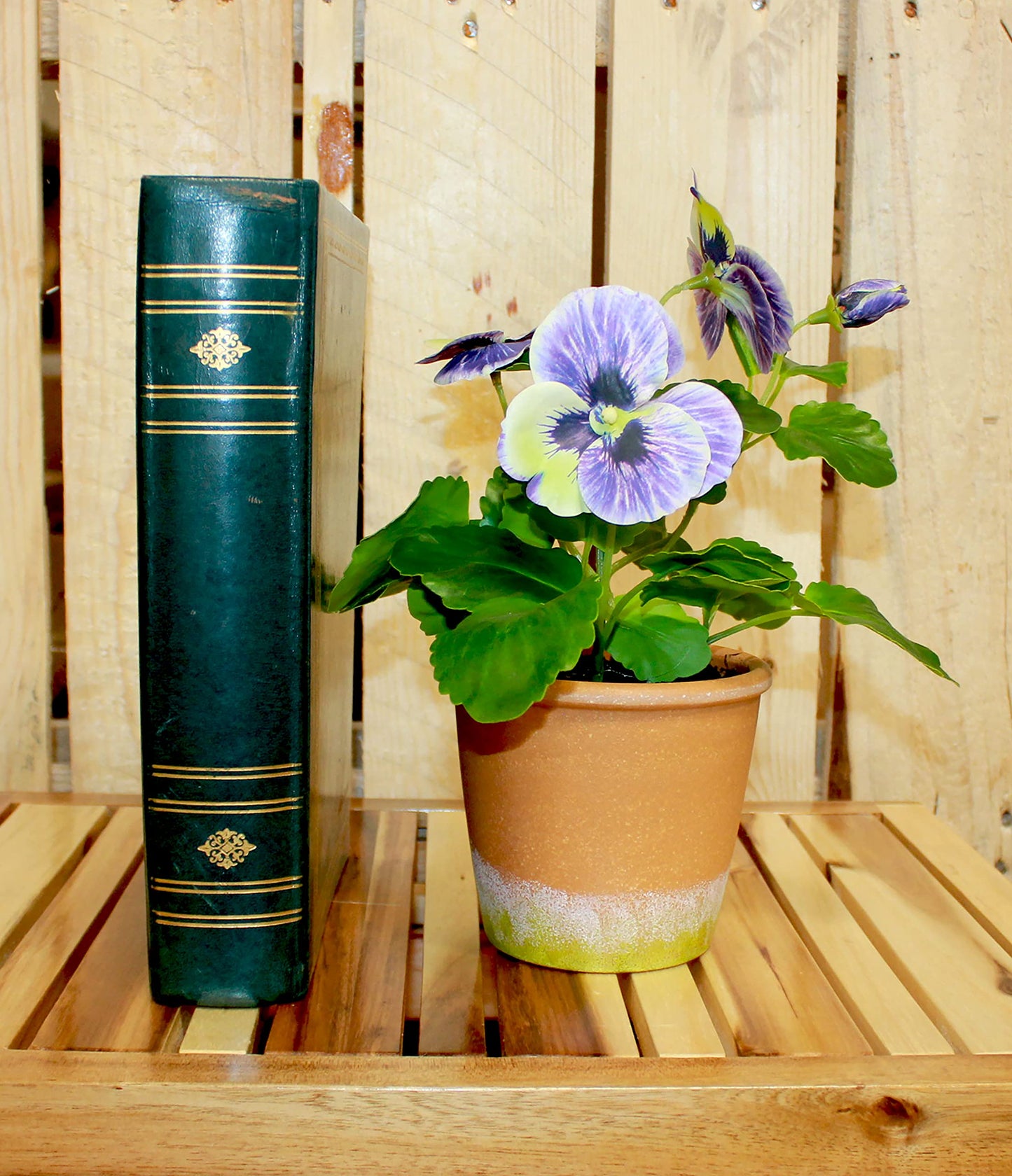 Worth Imports Artificial 10" Blue Pansy in 4" Pot, Set of 2