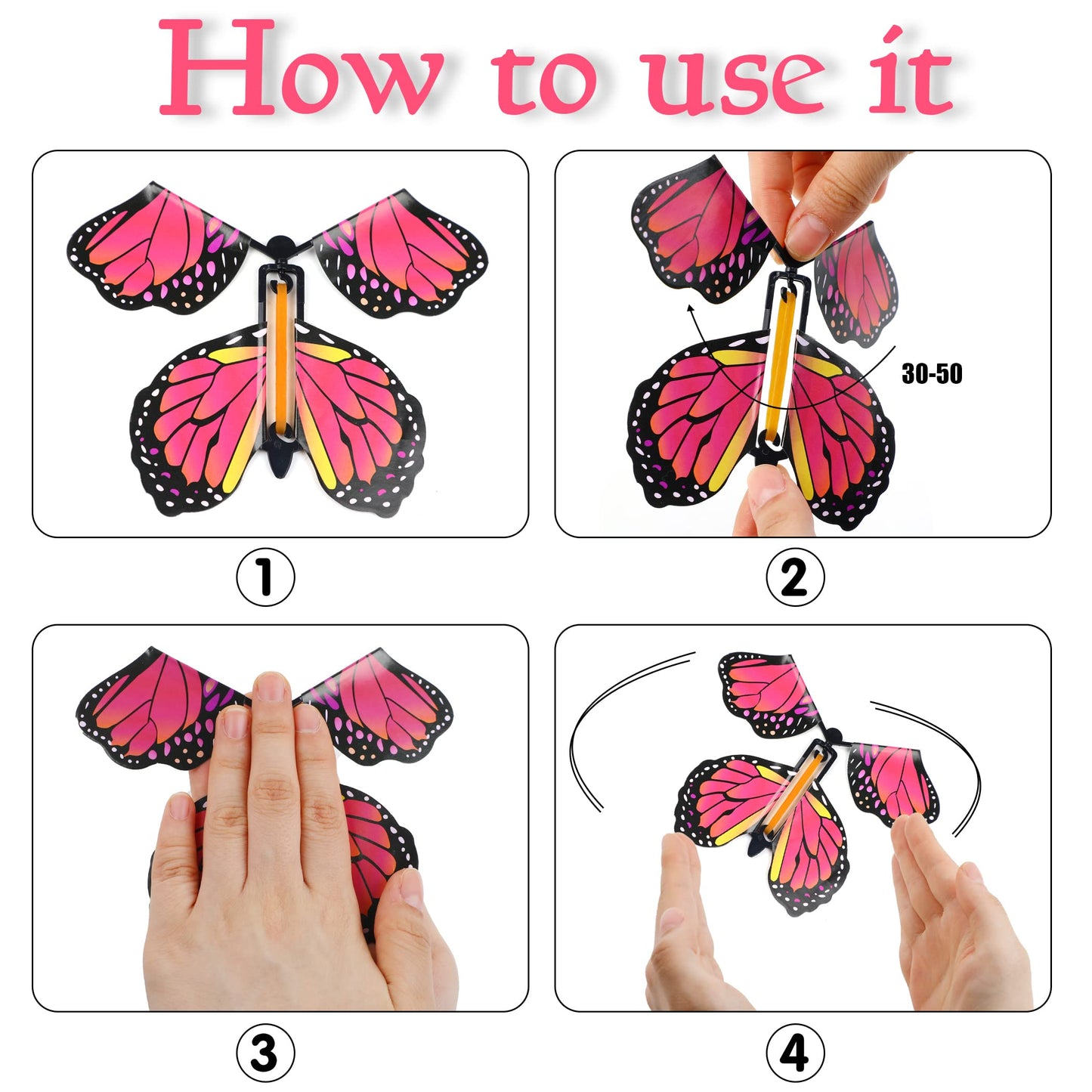 LOMIMOS 20PCS Flying Butterfly, Magic Wind Up Butterfly Toy Gift for Kids Surprise Explosion Box Wedding Birthday Party Book Greeting Card(20 Styles)