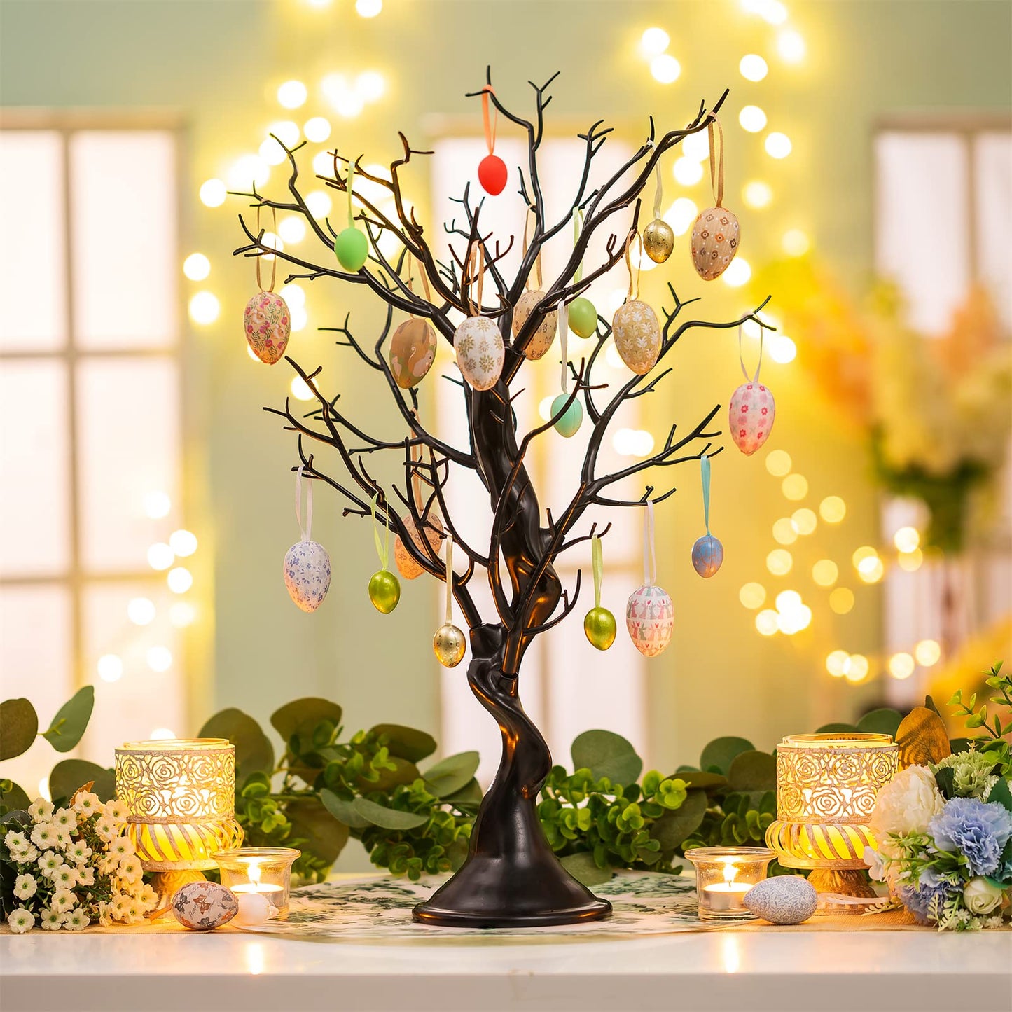 Sziqiqi Small Artificial Tree for Table Centerpiece Black Fake Trees 1.9FT Faux Tree for Party Birthday Garden Home Halloween Decorations Gothic