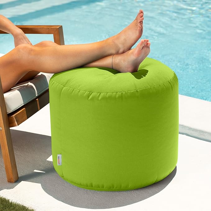 Jaxx Spring Indoor/Outdoor Bean Bag Pouf Ottoman, Lime