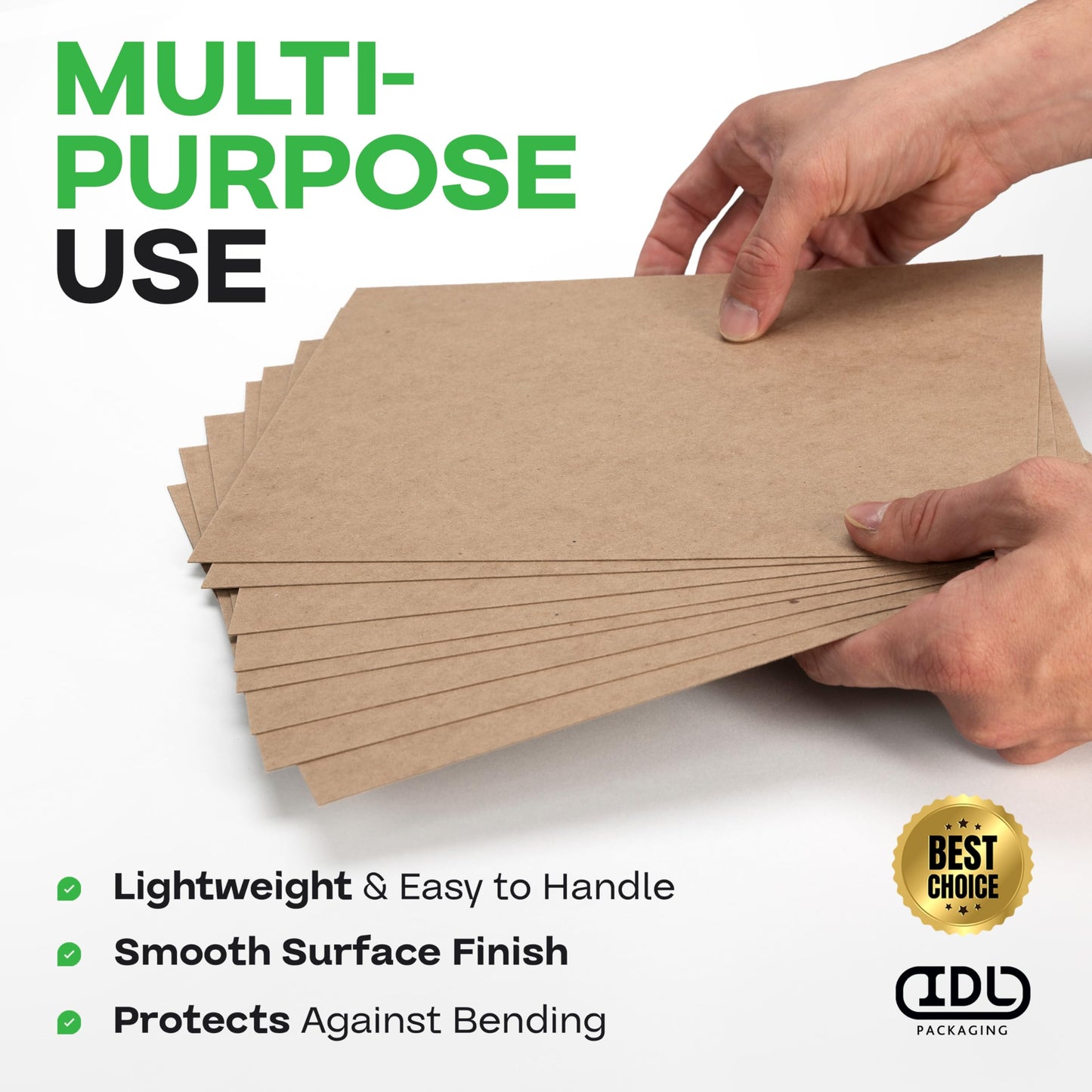 Chipboard Sheets 8.5" x 11", Pack of 50 - USA-Made Cardboard Sheets for Scrapbooking, Framing - Heavy-Duty 0.022" Thickness Brown Cardstock - Chip Board Pads for Crafts, DIY Projects by IDL Packaging