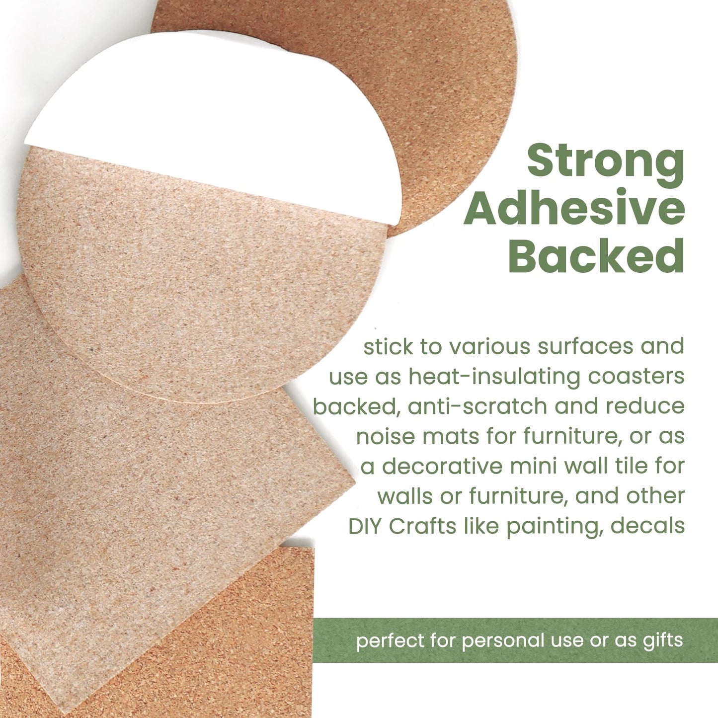 GravGrow 72 Pcs 2mm Thick Self-Adhesive Cork Sheets Cork Coasters, 4 x 4 Inch Square Cork Board Cork Tiles, Backing Cork Mats with Strong Adhesive-Backed for DIY Coasters, Brown, UN004-3