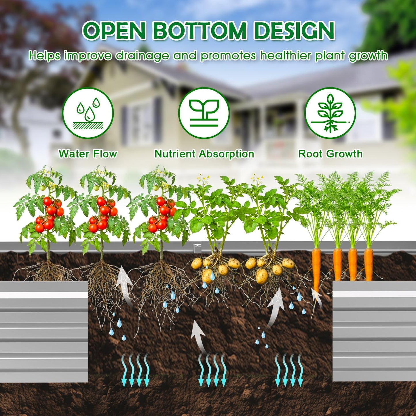 Tegarbed 6x3x1FT Galvanized Raised Garden Bed Outdoor Patio, Large Rectangular Metal Planter Boxes,Plant Container Kit for Gardening, Vegetables, Flowers, Herbs,Silver,1 Pack