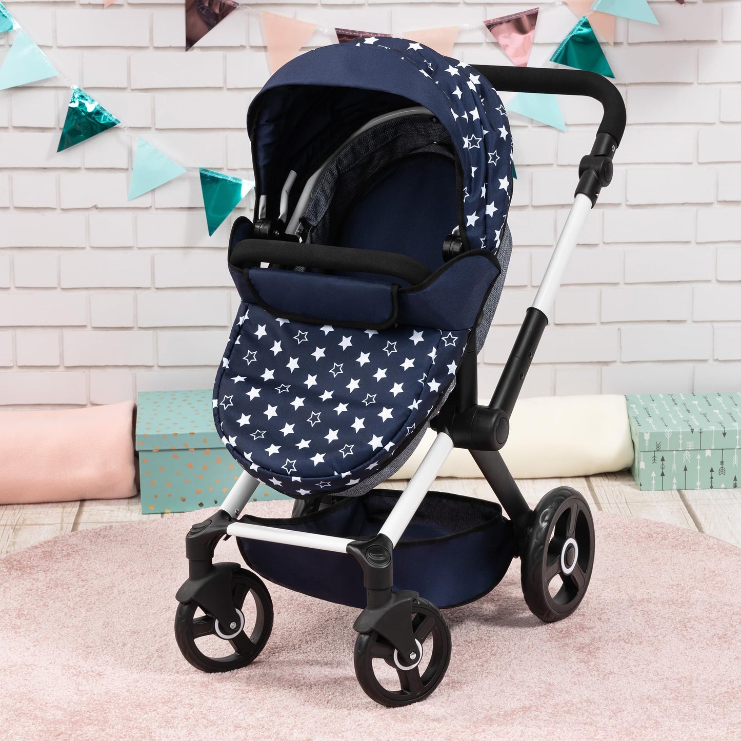 Bayer Pram Xeo Doll Stroller - Convertible 18 inch Doll Pram with Shoulder Bag