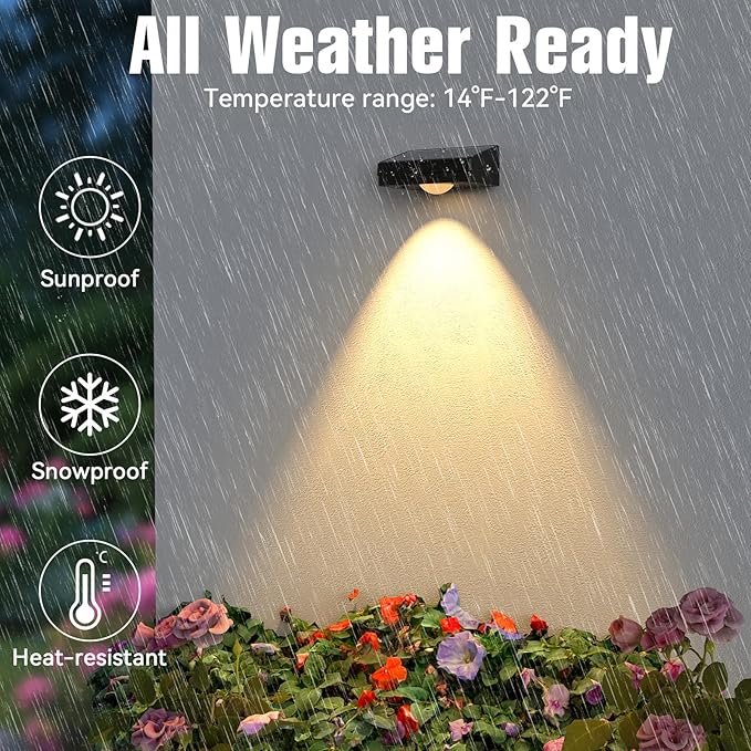Solar Led Wall Light,Rgb Color Changing Spotlight - Waterproof Outdoor Garden Path Lighting Patio Fence Lights,10 Modes Auto On/Off,Ip44 Abs Material,No Wiring Needed For Yard & Courtyard (12 P)