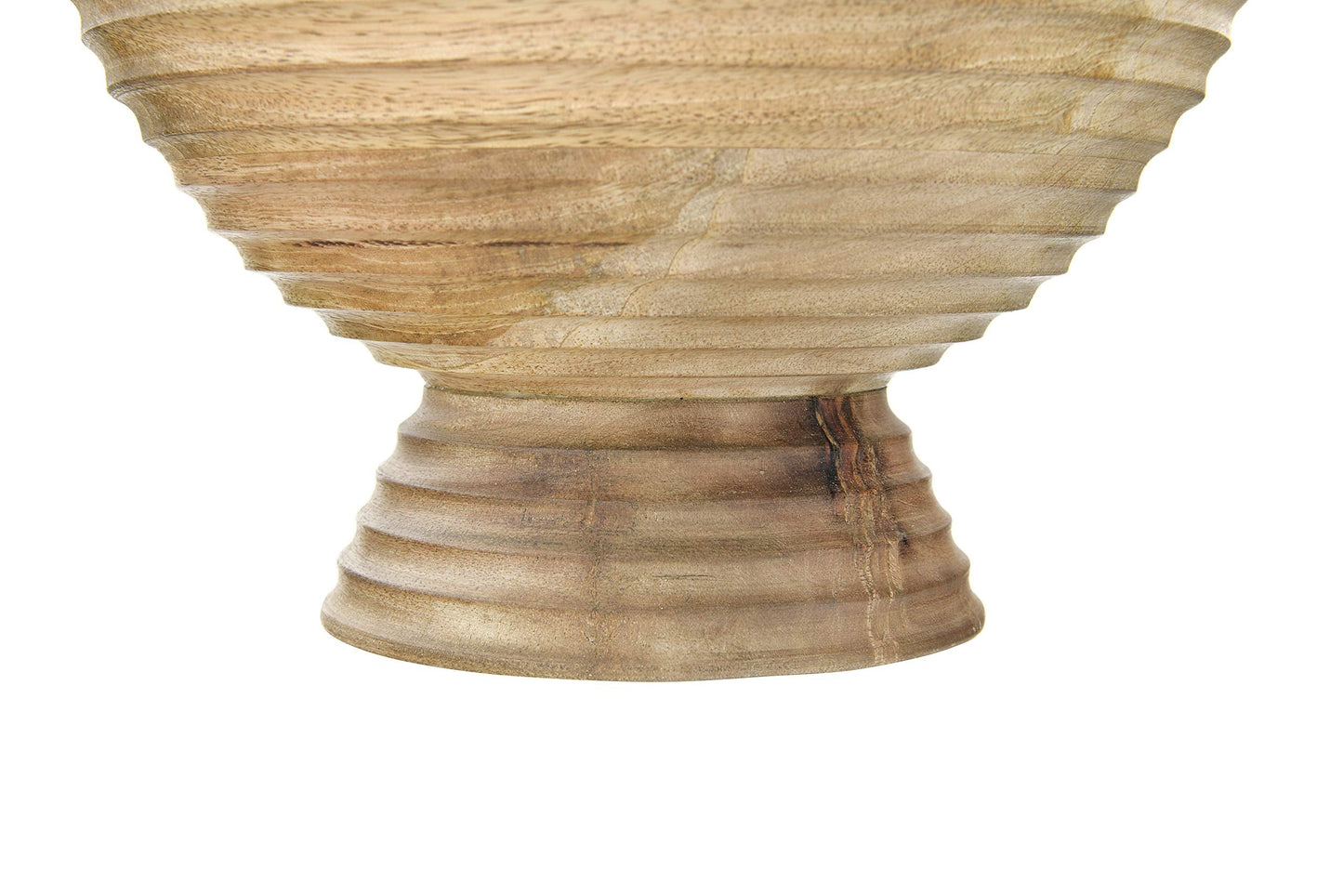 Creative Co-Op Ridged Mango Wood Footed Bowl, Brown