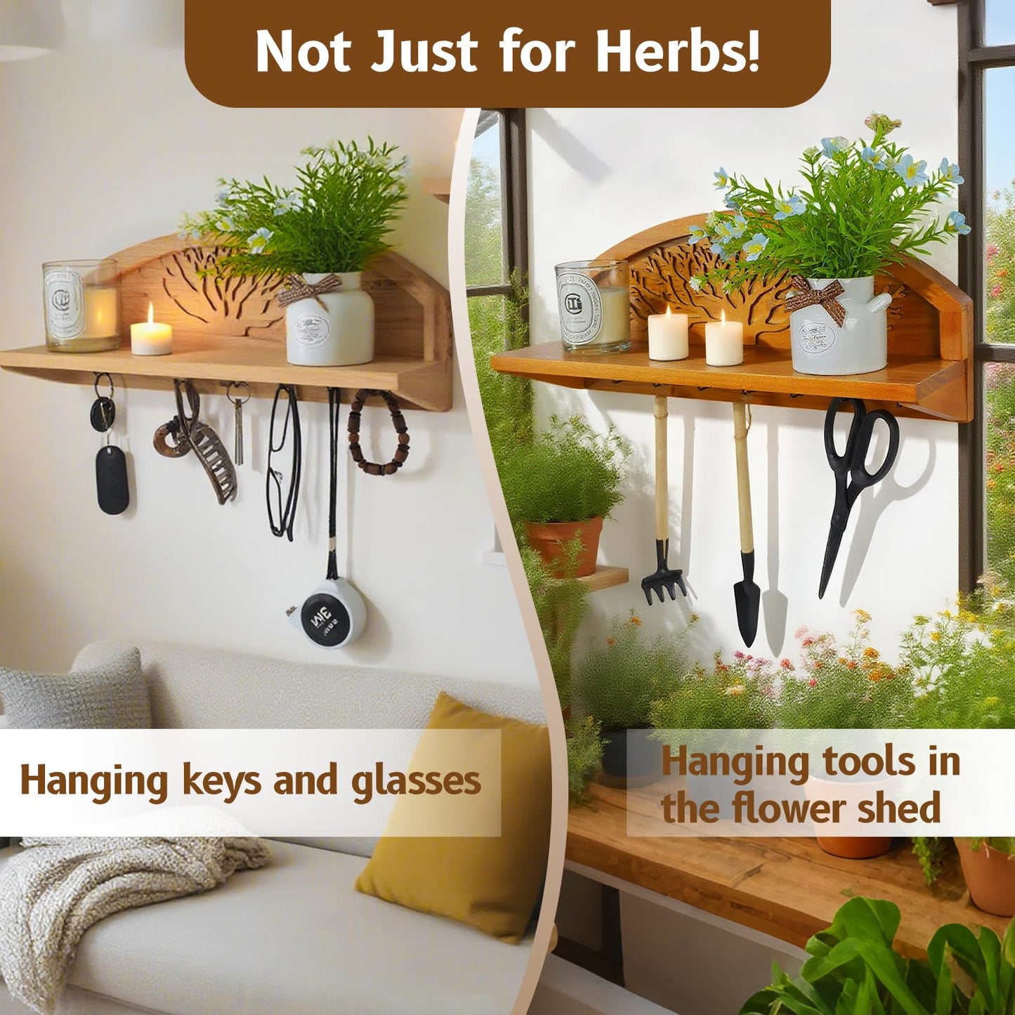 Tnstbiee Hanging Herb Drying Rack - Artistic Life Tree Design. Space-Saving Kitchen Flower Dried Grass Display,Holds 7 Bouquets. For Witches & Gardeners Gifts for Crafters, Wall Art Décor