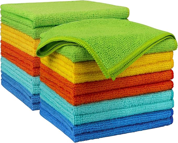 AIDEA Microfiber Cleaning Cloth 20PK, Microfiber Towels for Cars, Dusting Cloth Cleaning Rags for SUVs, House, Kitchen, Window, Workshops, Cleaning Supplies 12"×12"