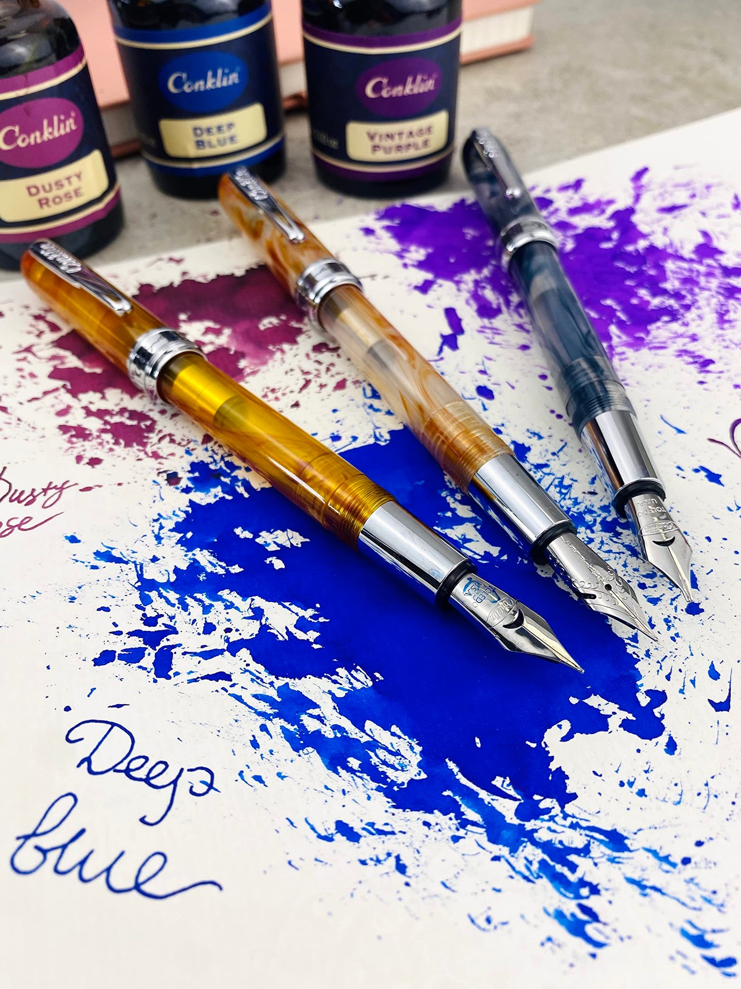 Conklin Symetrik Fountain Pen - Precious Amber - Flex Nib | Luxury Writing Instrument with Flexible Nib | Ideal Gift for Pen Enthusiasts
