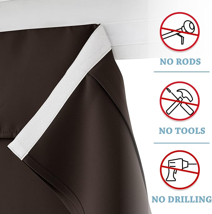 RYB Home Door Window Curtains for Patio Door, Room Darkening Draft Block Short Window Shades Privacy Thermal Insulated Blinds for French Door Window, W26 x L20 inch, Brown, 1 Panel