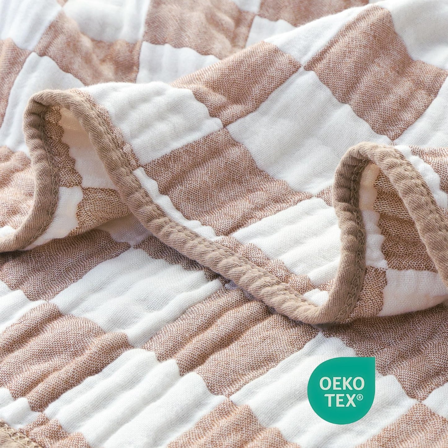 BEILIMU 2 Pack Bear Security Blanket Soft Baby Lovey Fluffy Blanket + Muslin Baby Blanket Unisex with Checkerboard Design Coffee