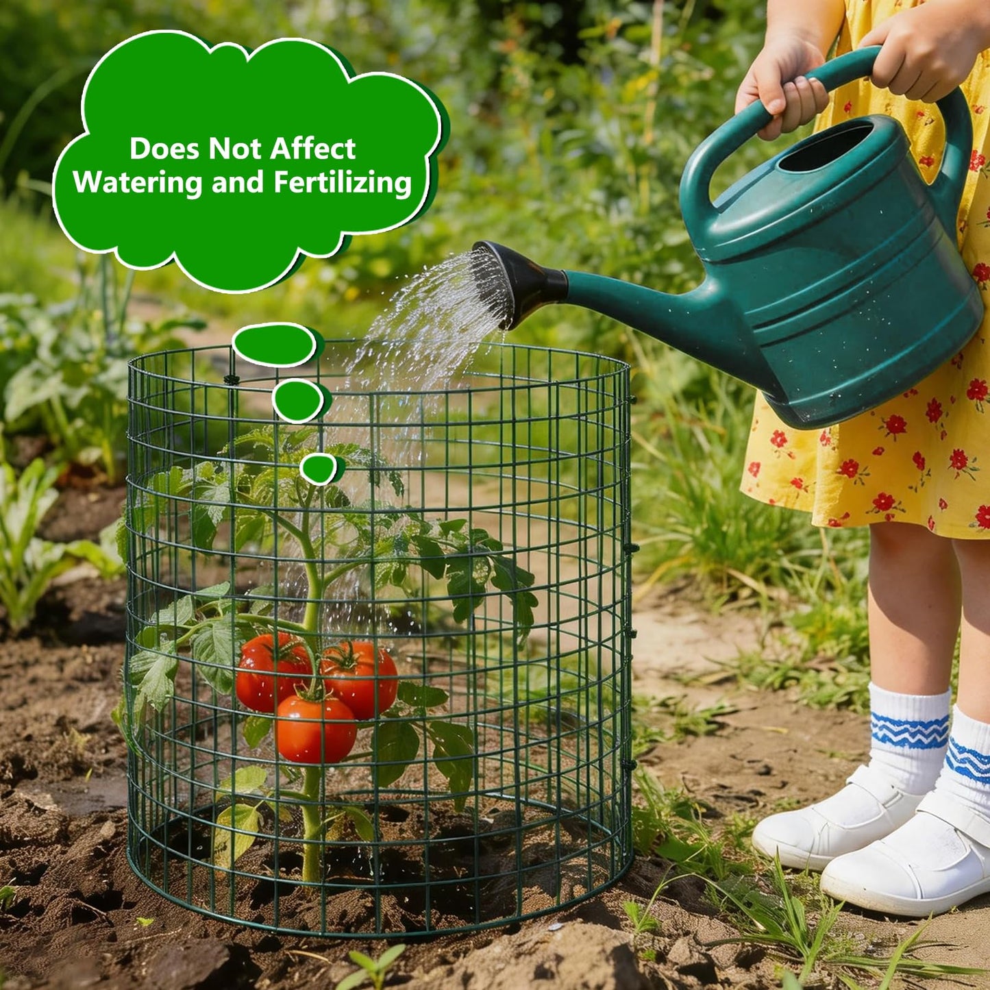 4 Pack Plant Protectors from Animals, 12''x12'' Metal Plant Cages for Outdoor Plants, Garden Plant Protector with Stakes & Zip Ties, Keep Rabbits Squirrels Out, Plant Cage for Flowers Vegetables